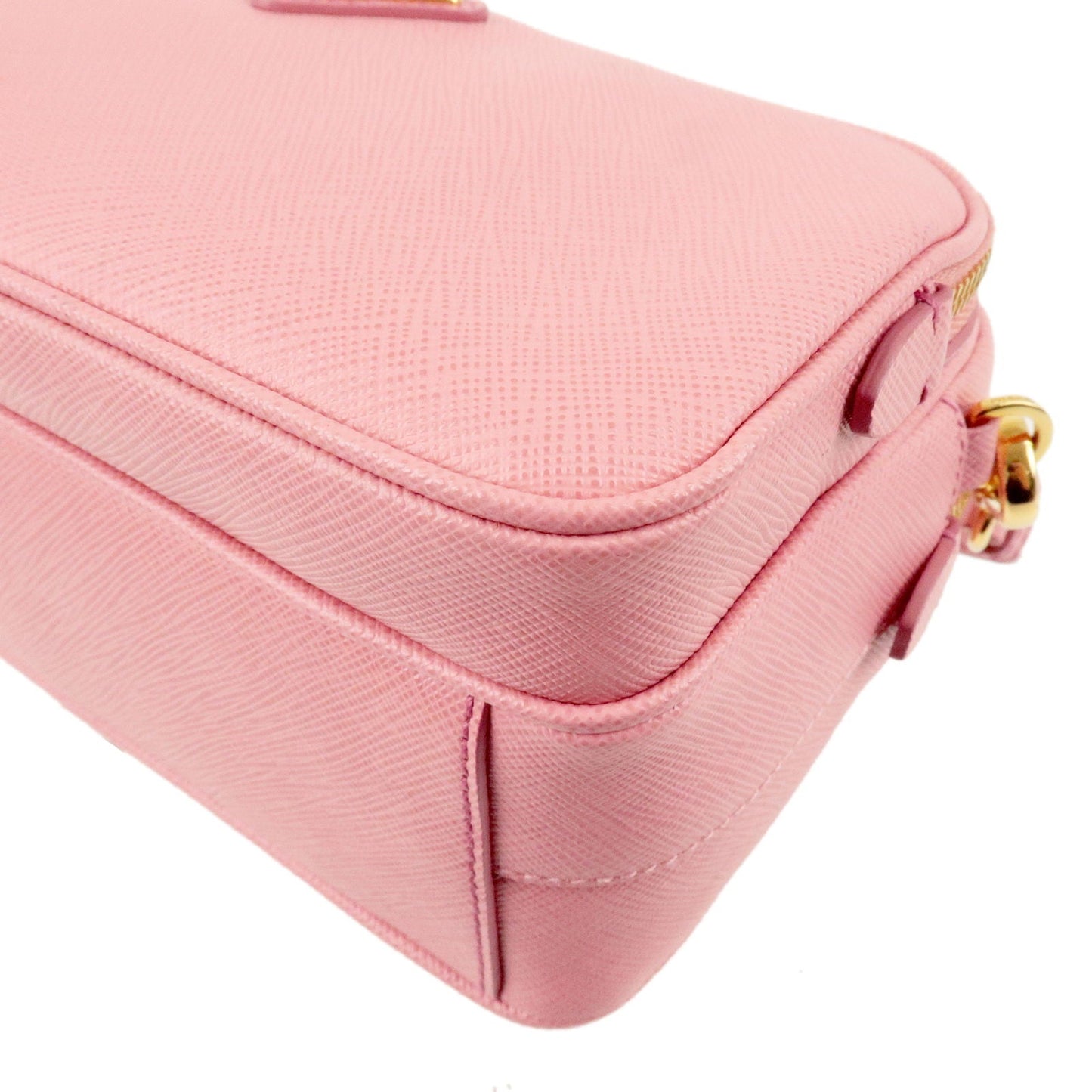 PRADA Logo Nylon Leather Crossbody Shoulder Bag Pink BT1010