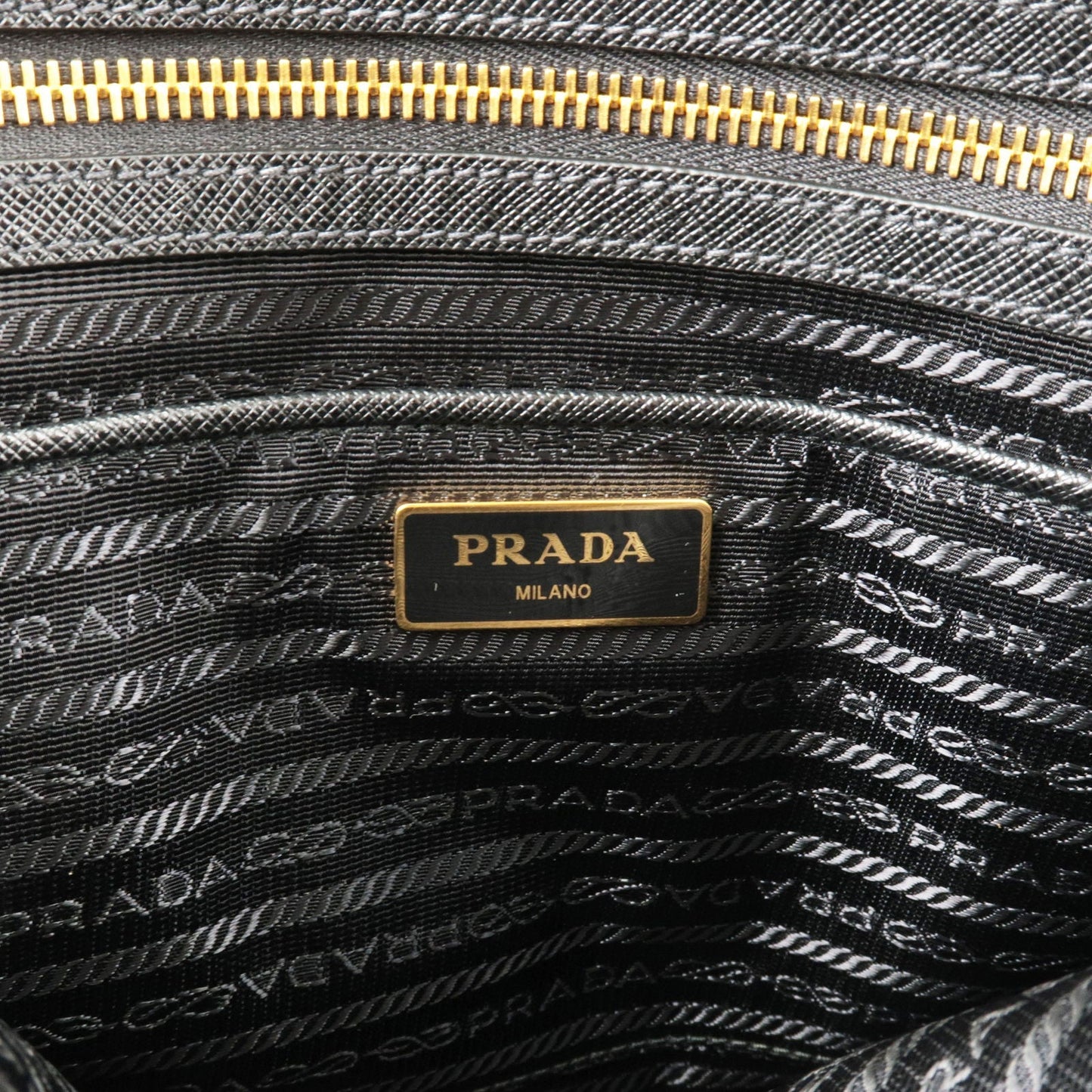 PRADA Logo Nylon Leather 2Way Bag Hand Bag Black NERO 1BB013