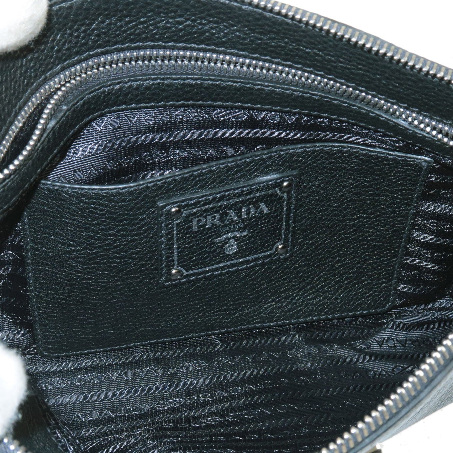 PRADA Logo Leather Clutch Bag NERO Black BP0866