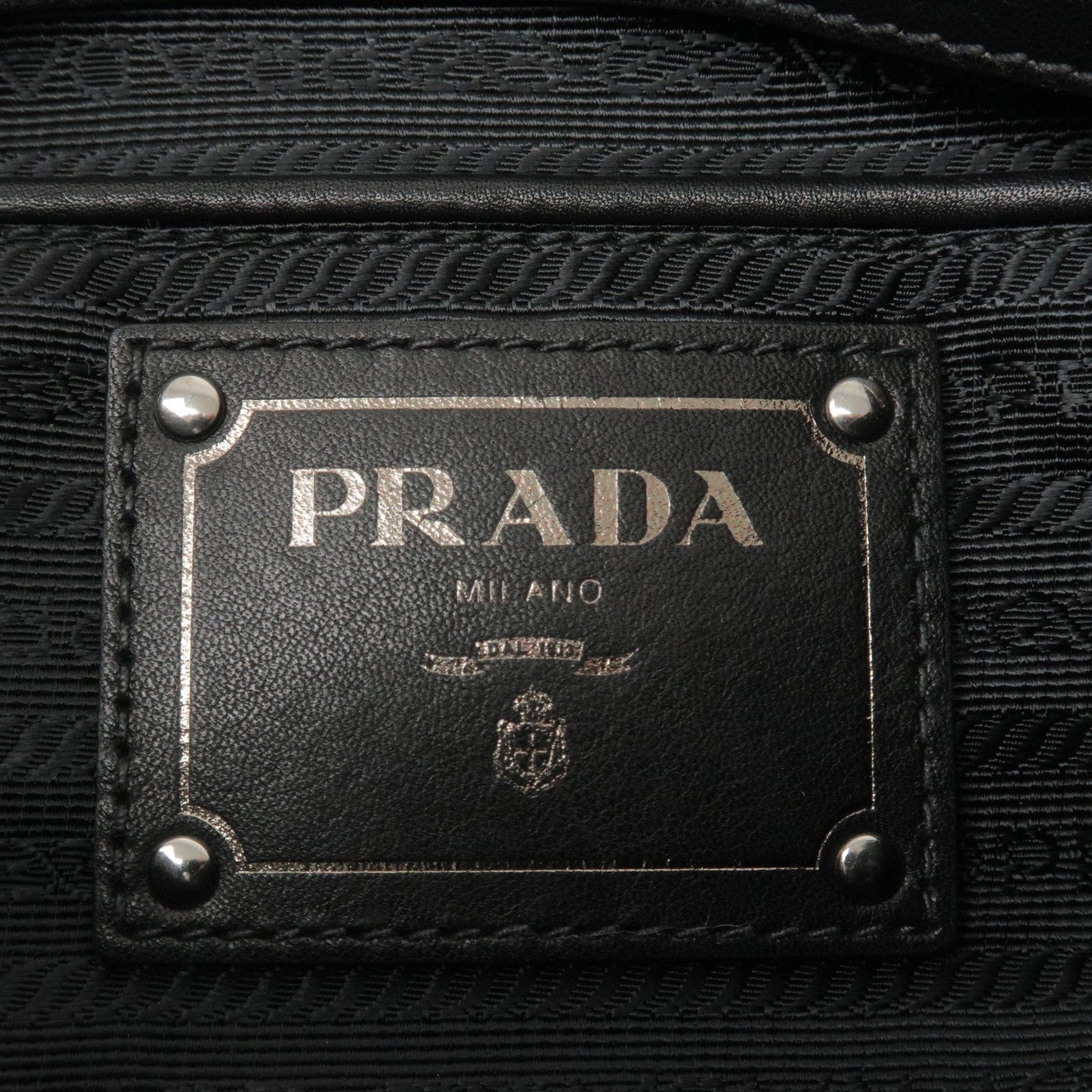 PRADA Calf Leather Shoulder Bag Hand Bag Black