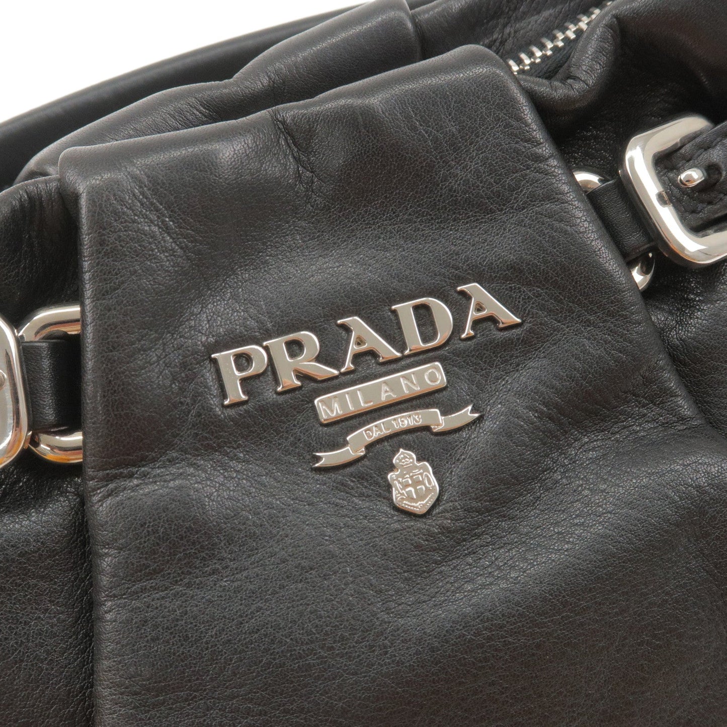 PRADA Soft Calf Leather Shoulder Bag Black BR3795