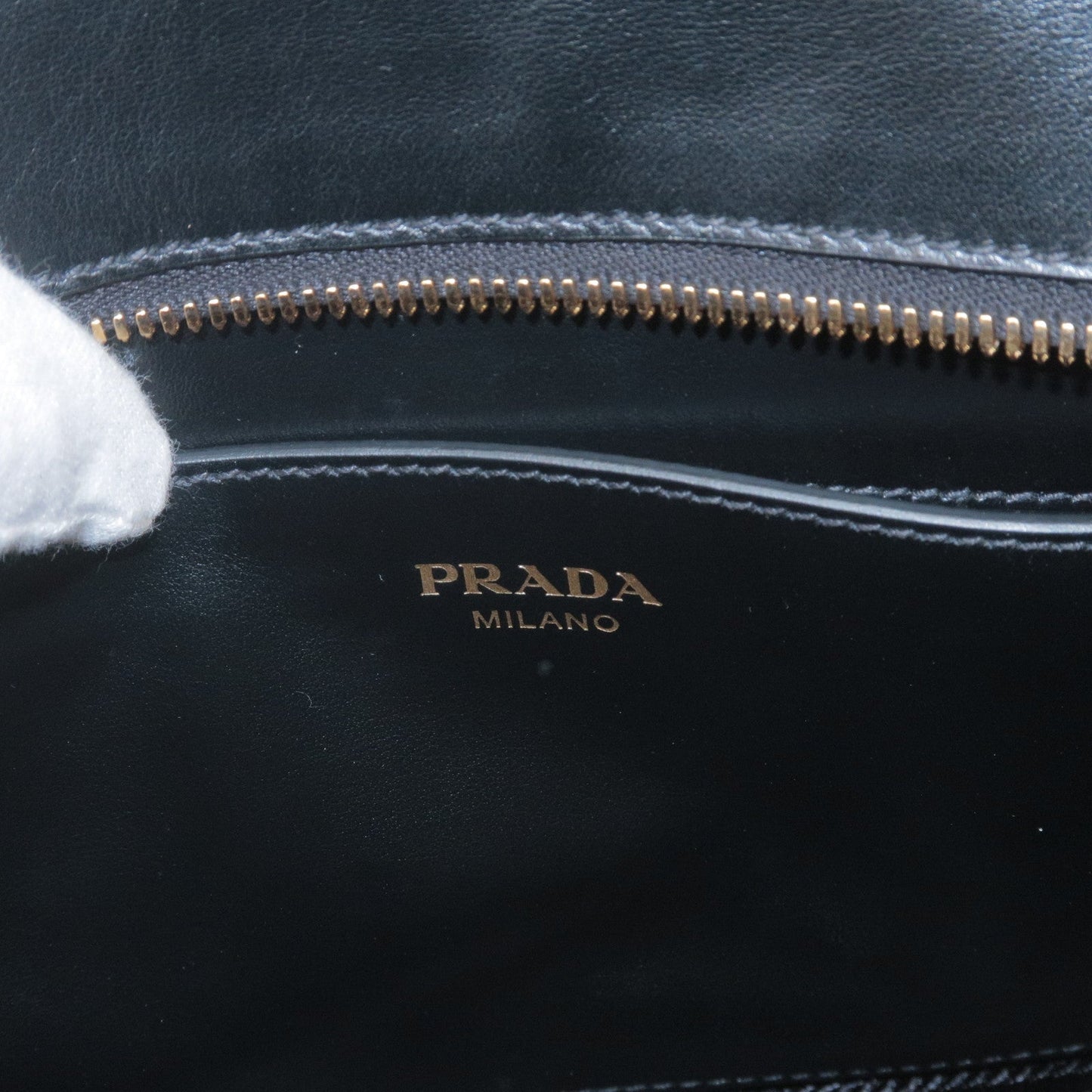 PRADA Leather 2Way Shoulder Bag Hand Bag NERO Black 1BA113