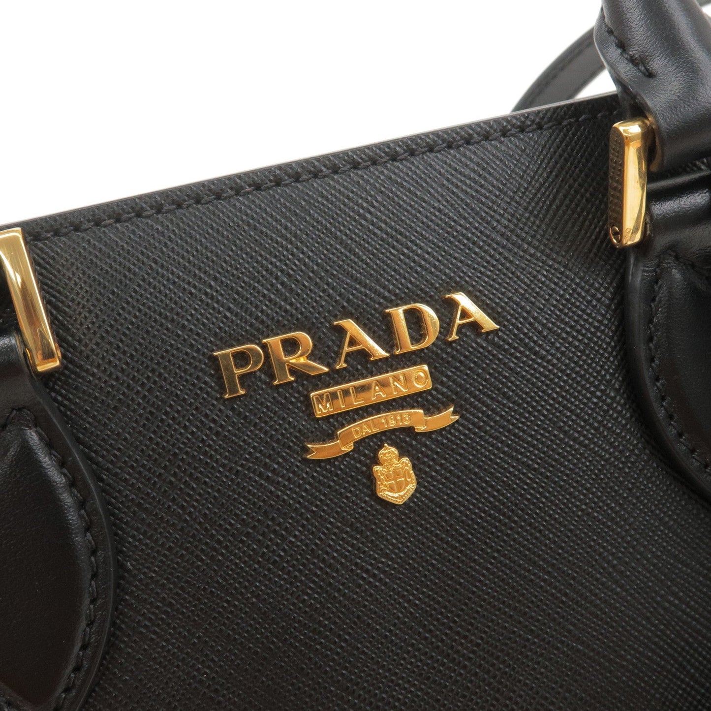 PRADA Leather 2Way Shoulder Bag Hand Bag NERO Black 1BA113