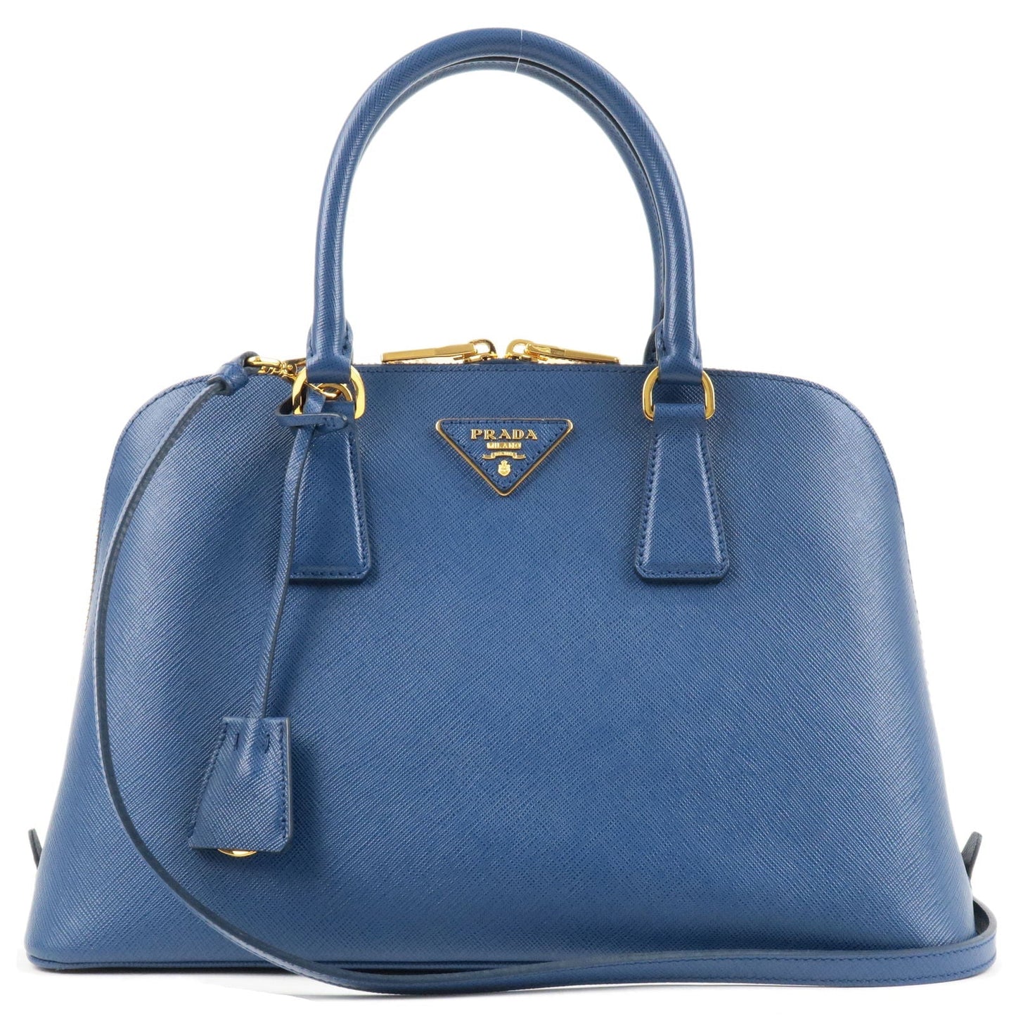 PRADA Logo Leather 2Way Bag Shoulder Bag Bluette Blue 1BA837