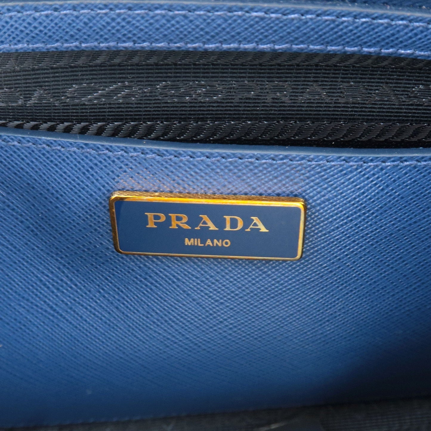 PRADA Logo Leather 2Way Bag Shoulder Bag Bluette Blue 1BA837