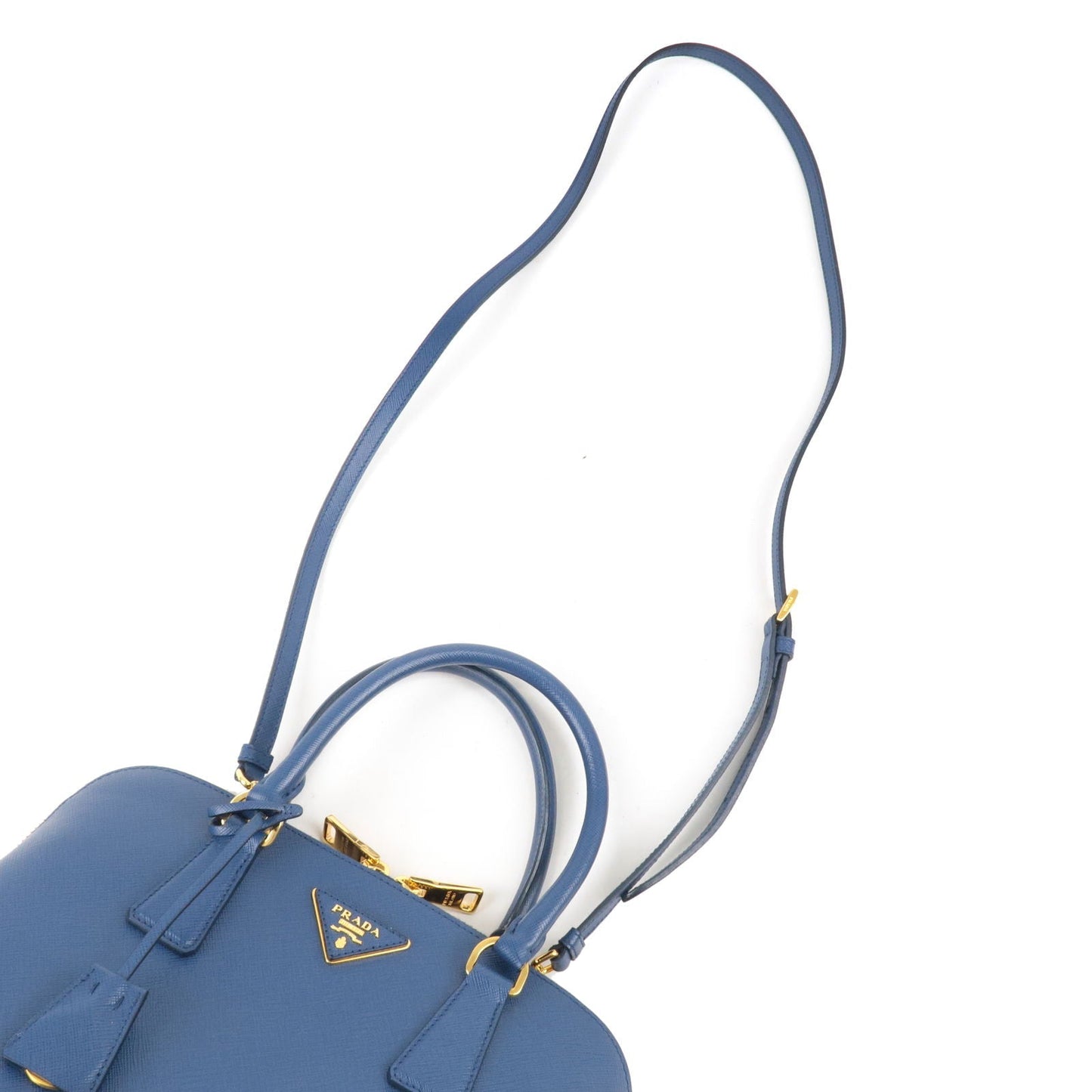 PRADA Logo Leather 2Way Bag Shoulder Bag Bluette Blue 1BA837