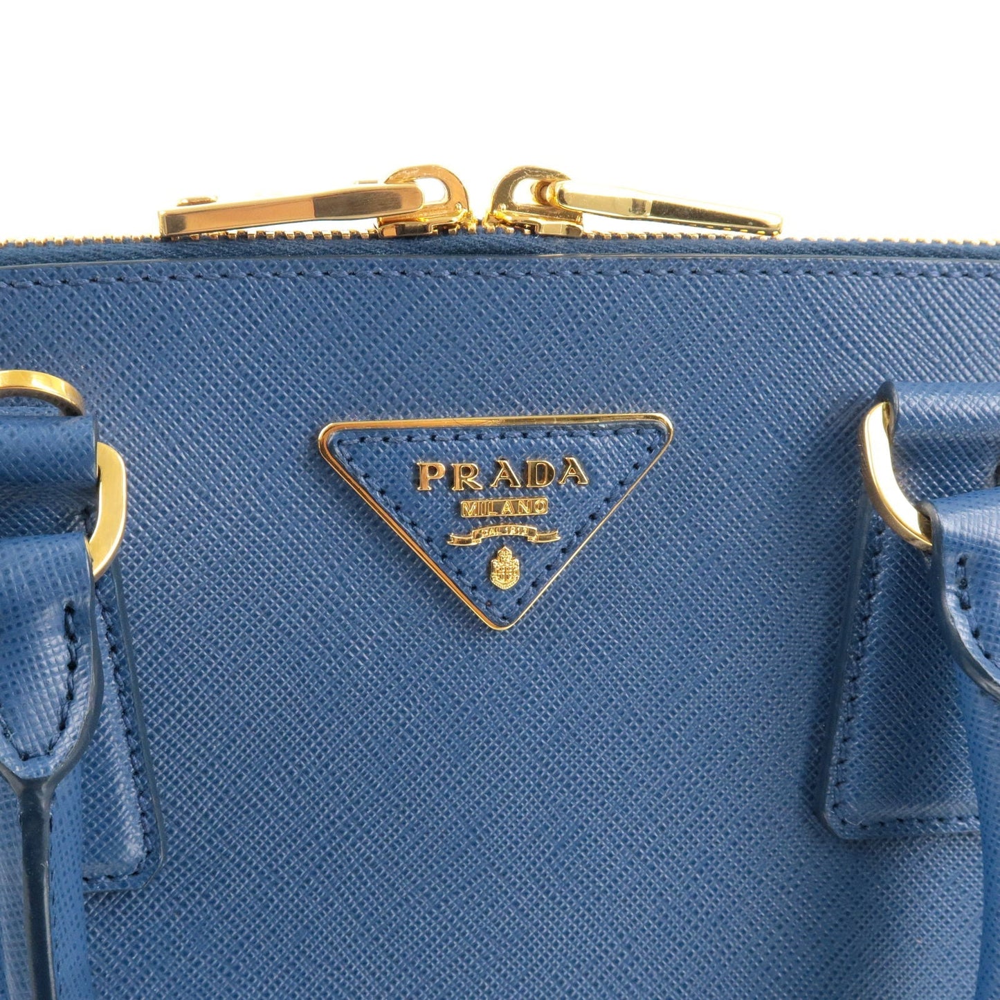 PRADA Logo Leather 2Way Bag Shoulder Bag Bluette Blue 1BA837