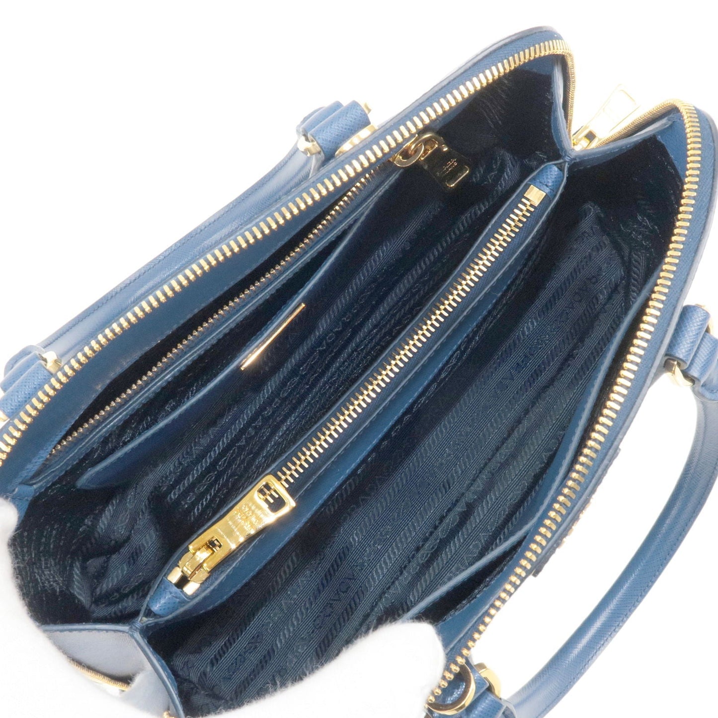 PRADA Logo Leather 2Way Bag Shoulder Bag Bluette Blue 1BA837