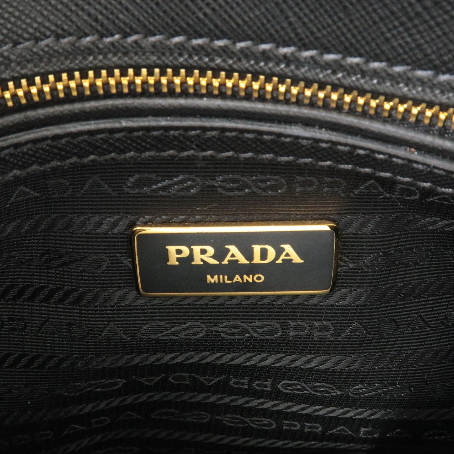 PRADA Logo Leather 2Way Hand Bag Shoulder Bag NERO Black BL0838