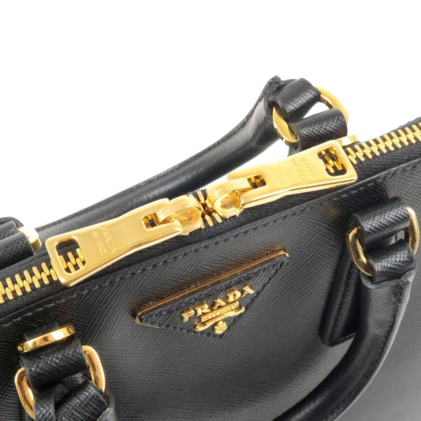 PRADA Logo Leather 2Way Hand Bag Shoulder Bag NERO Black BL0838