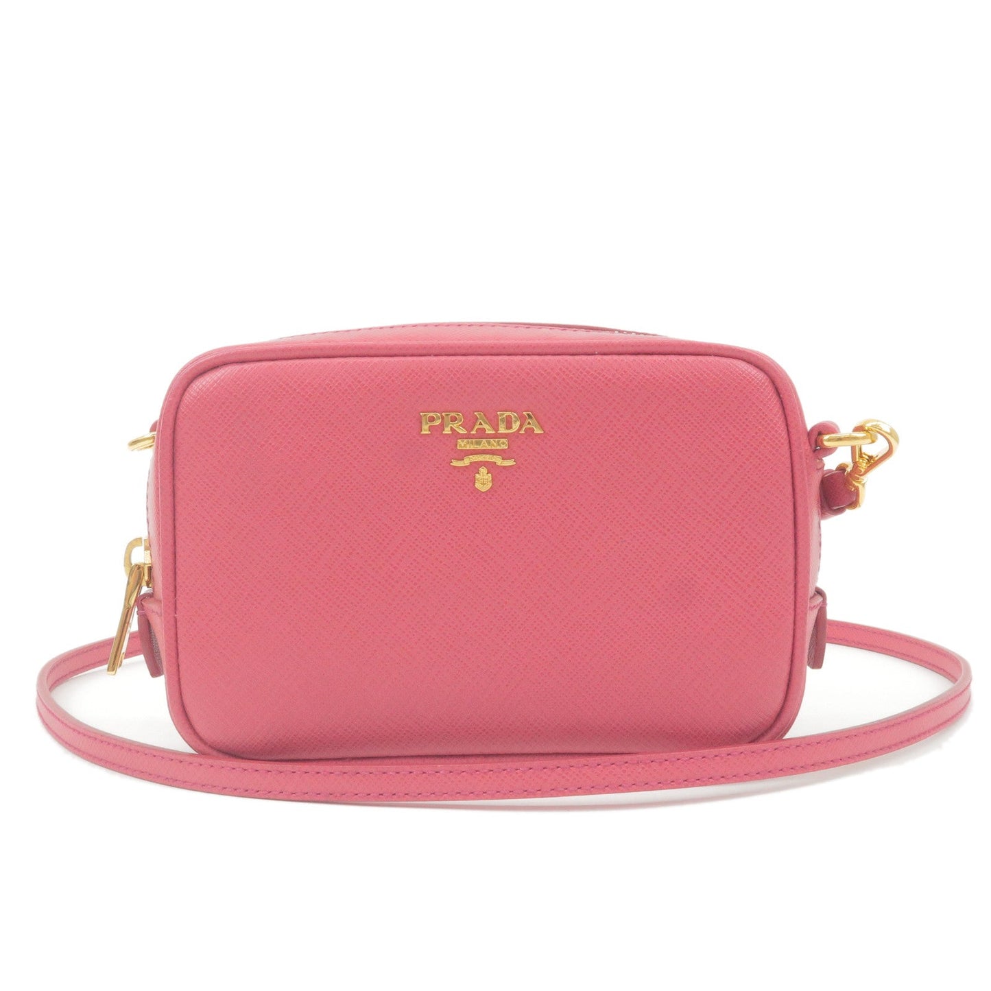 PRADA Logo Leather Crossbody Shoulder Bag Pink 1N1674