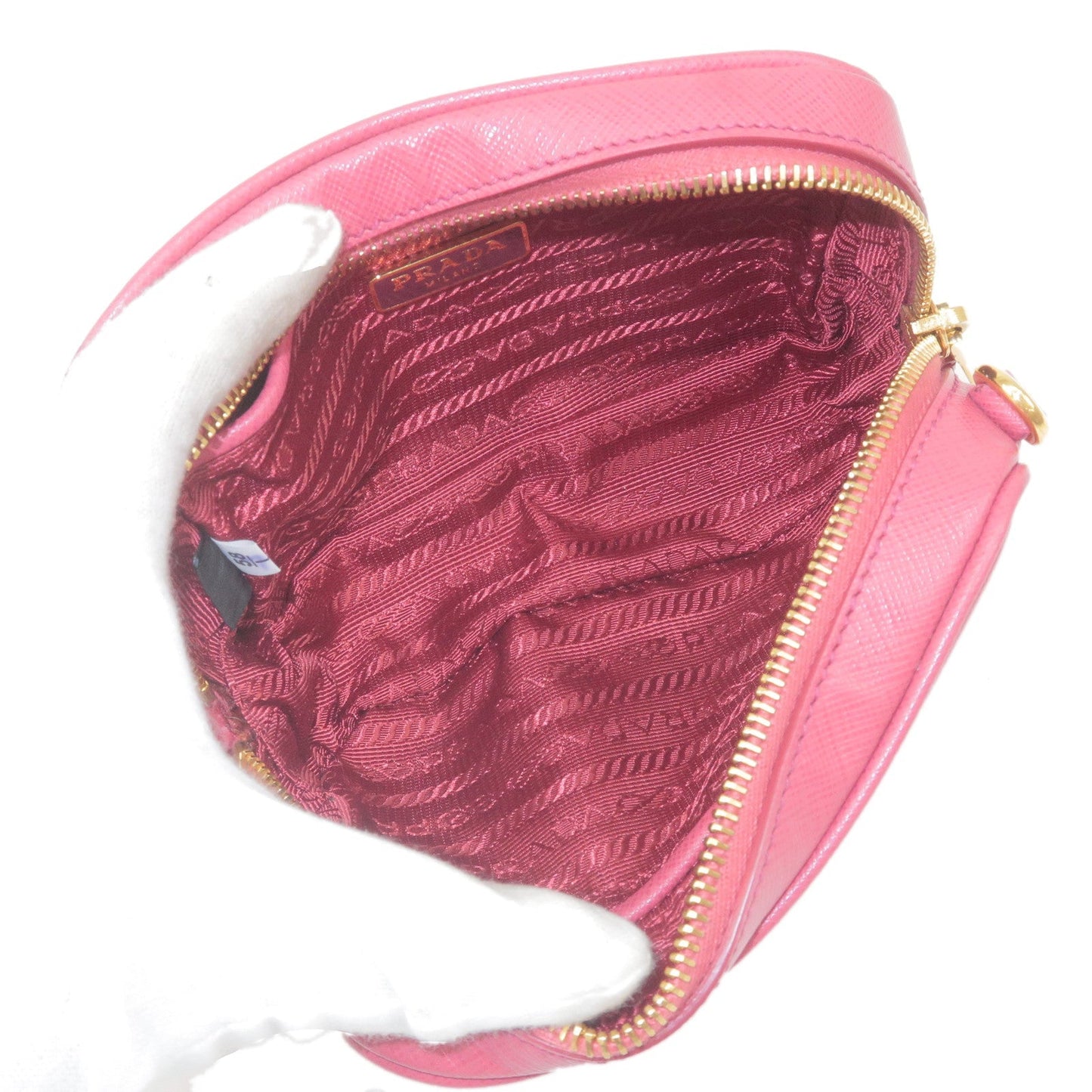 PRADA Logo Leather Crossbody Shoulder Bag Pink 1N1674