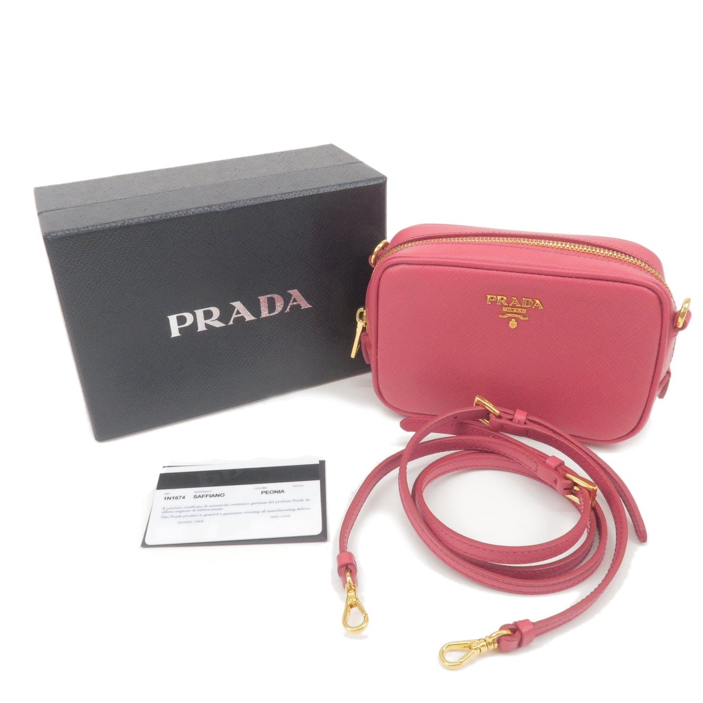 PRADA Logo Leather Crossbody Shoulder Bag Pink 1N1674