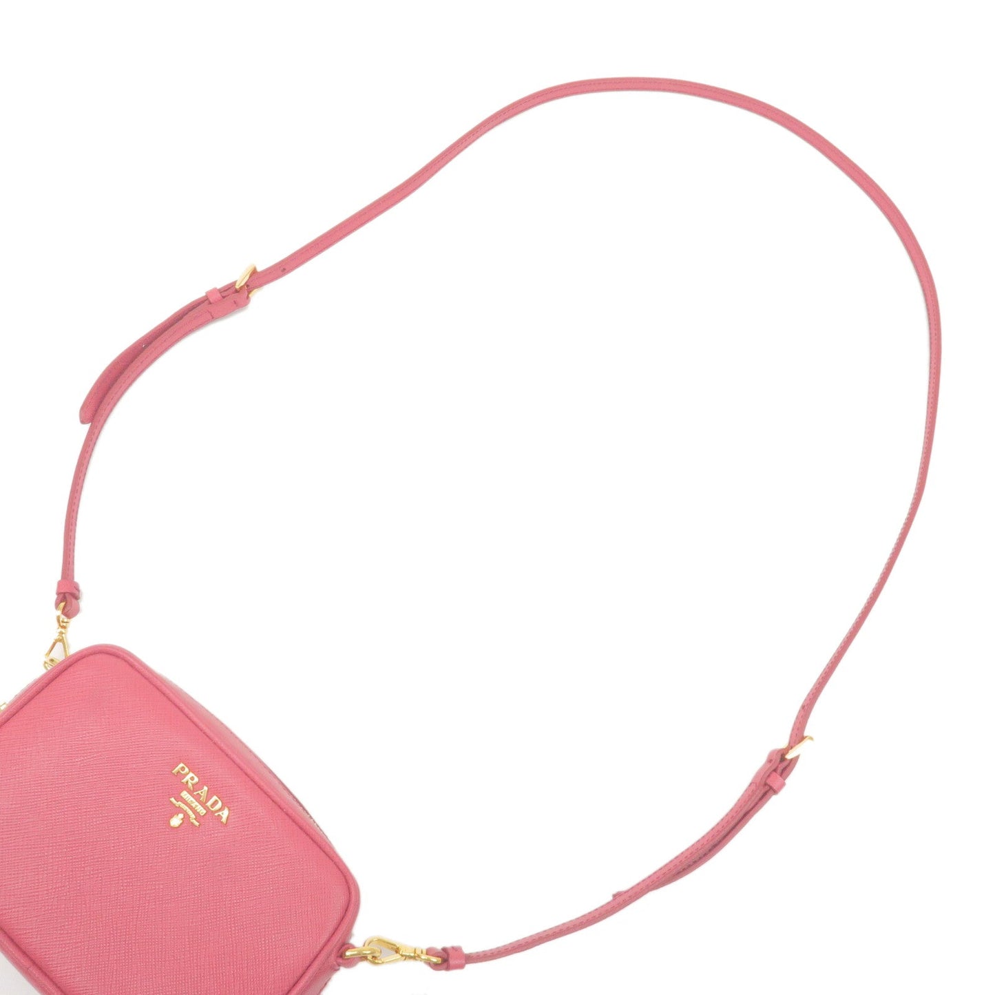 PRADA Logo Leather Crossbody Shoulder Bag Pink 1N1674