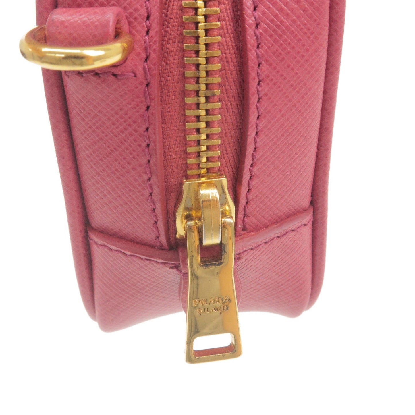 PRADA Logo Leather Crossbody Shoulder Bag Pink 1N1674