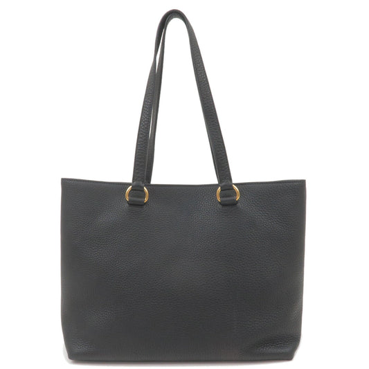 PRADA Logo Leather Tote Bag Black 1BG100