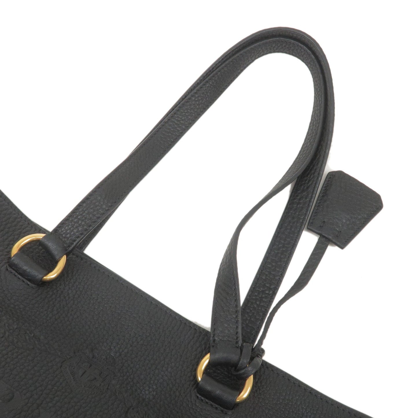 PRADA Logo Leather Tote Bag Black 1BG100