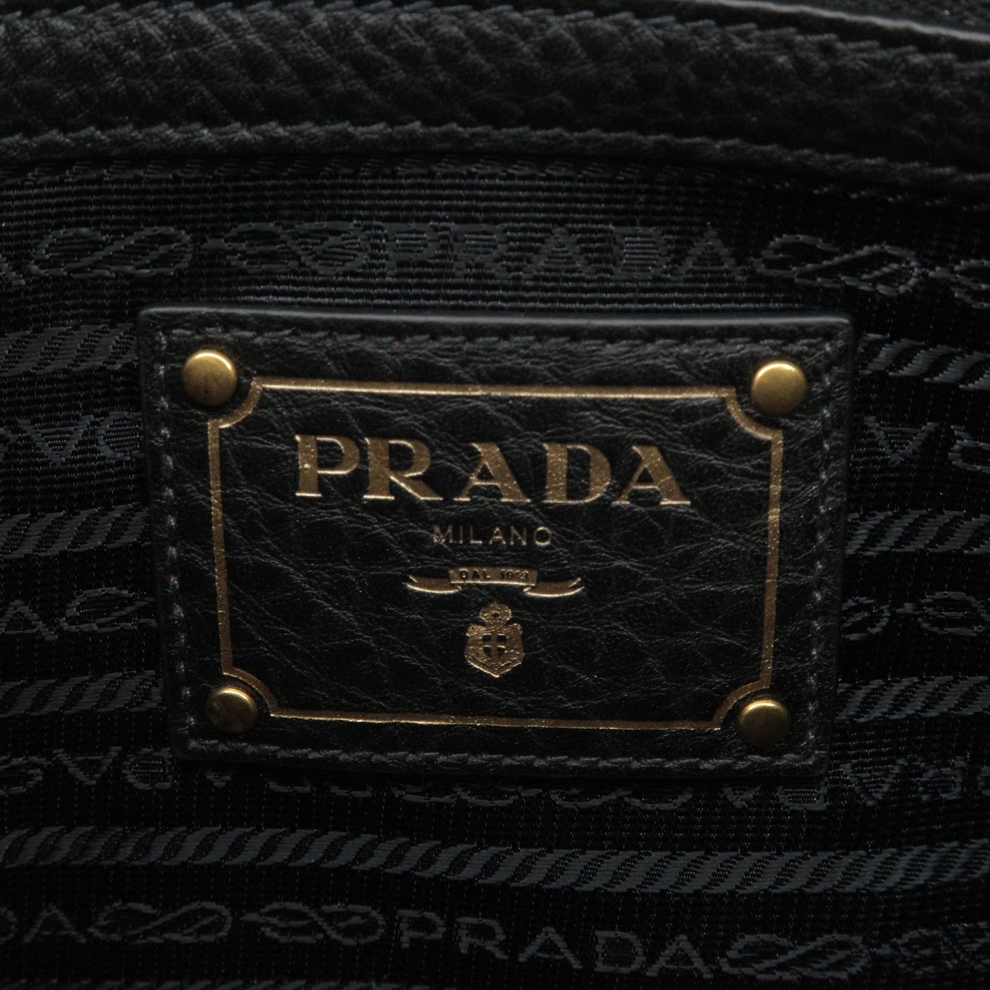 PRADA Logo Leather Tote Bag Black 1BG100