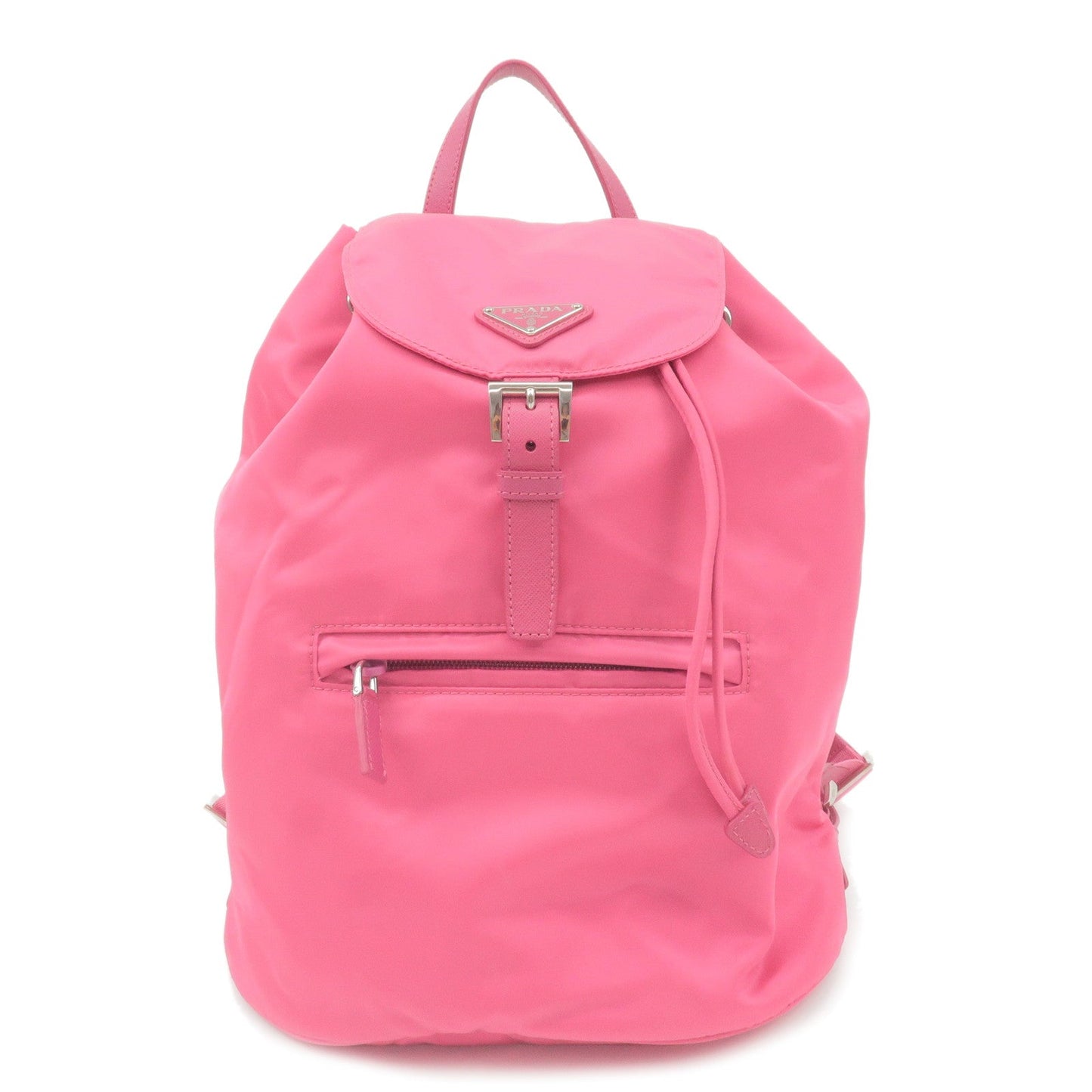 PRADA Logo Nylon Leather Ruck Sack Back Pack Bag Pink BZ0032