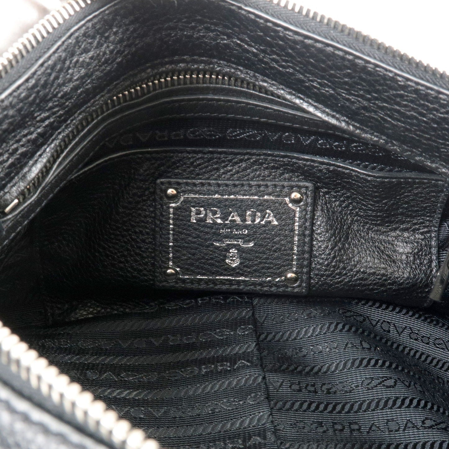 PRADA Vitello Phenix Leather Shoulder Bag NERO Black B4894M