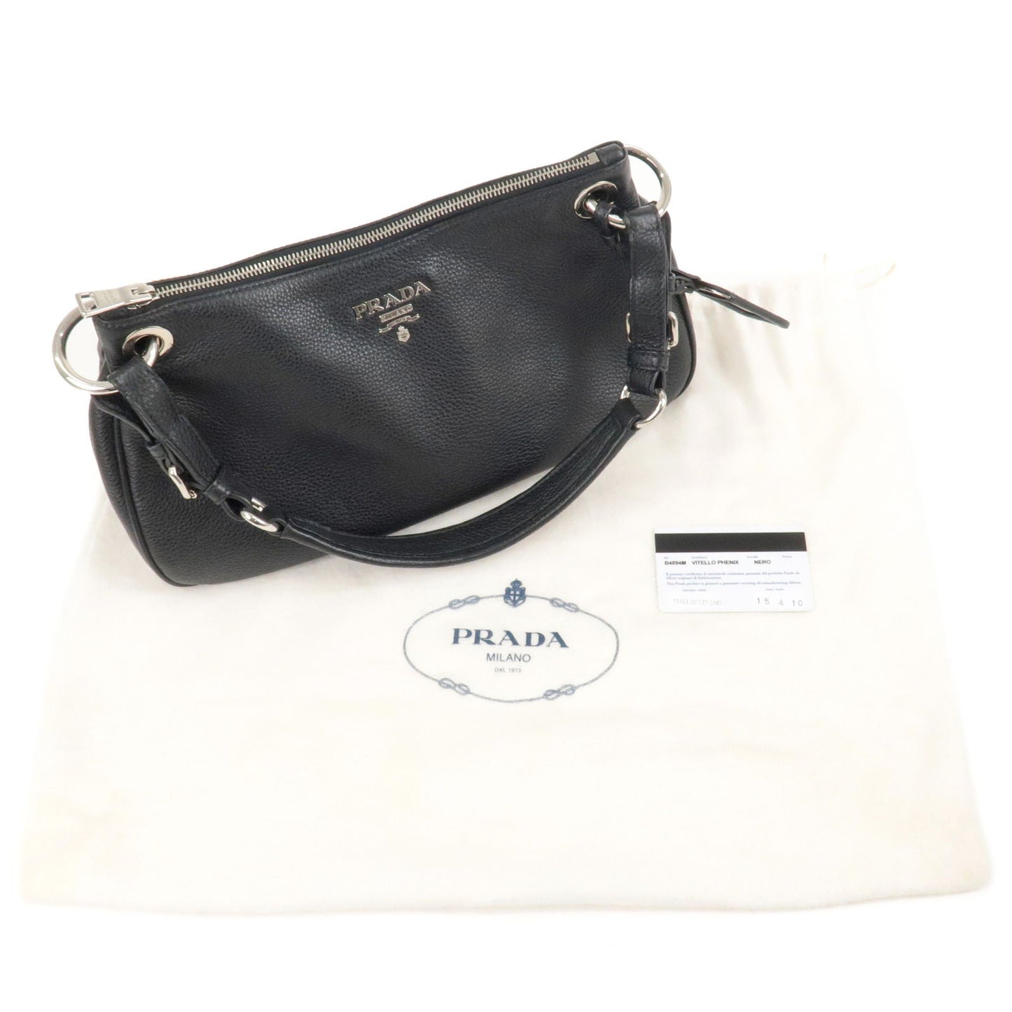 PRADA Vitello Phenix Leather Shoulder Bag NERO Black B4894M