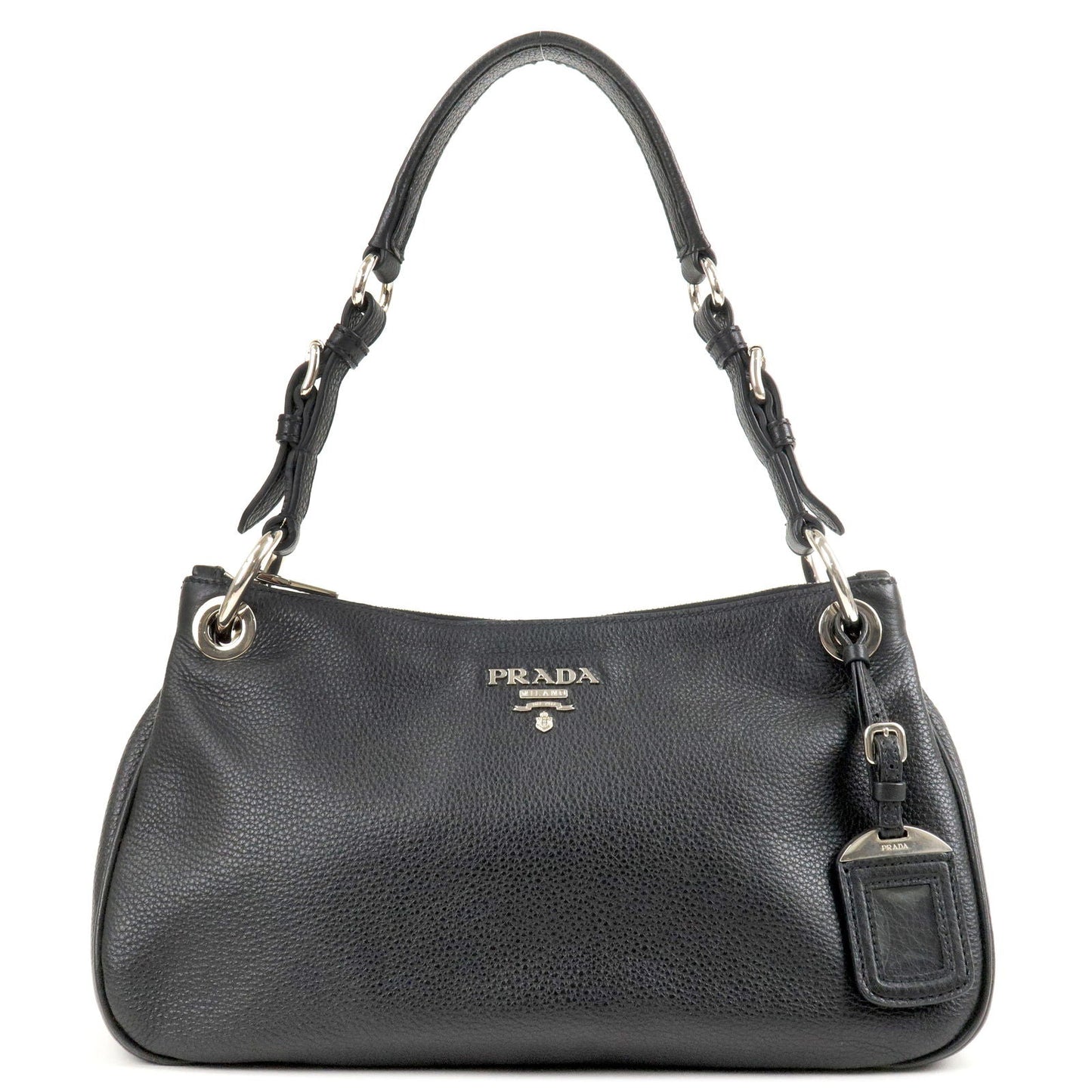 PRADA Vitello Phenix Leather Shoulder Bag NERO Black B4894M