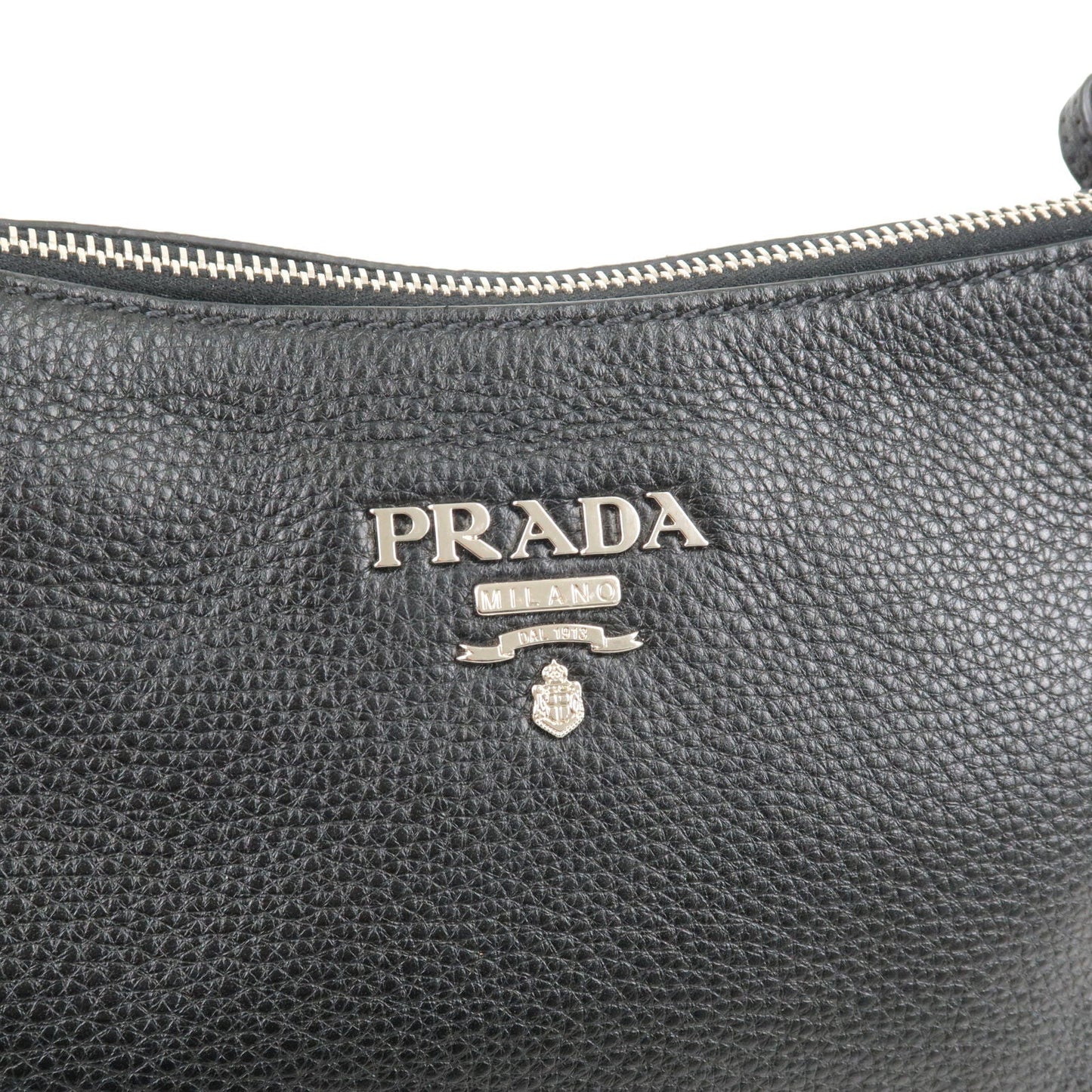 PRADA Vitello Phenix Leather Shoulder Bag NERO Black B4894M