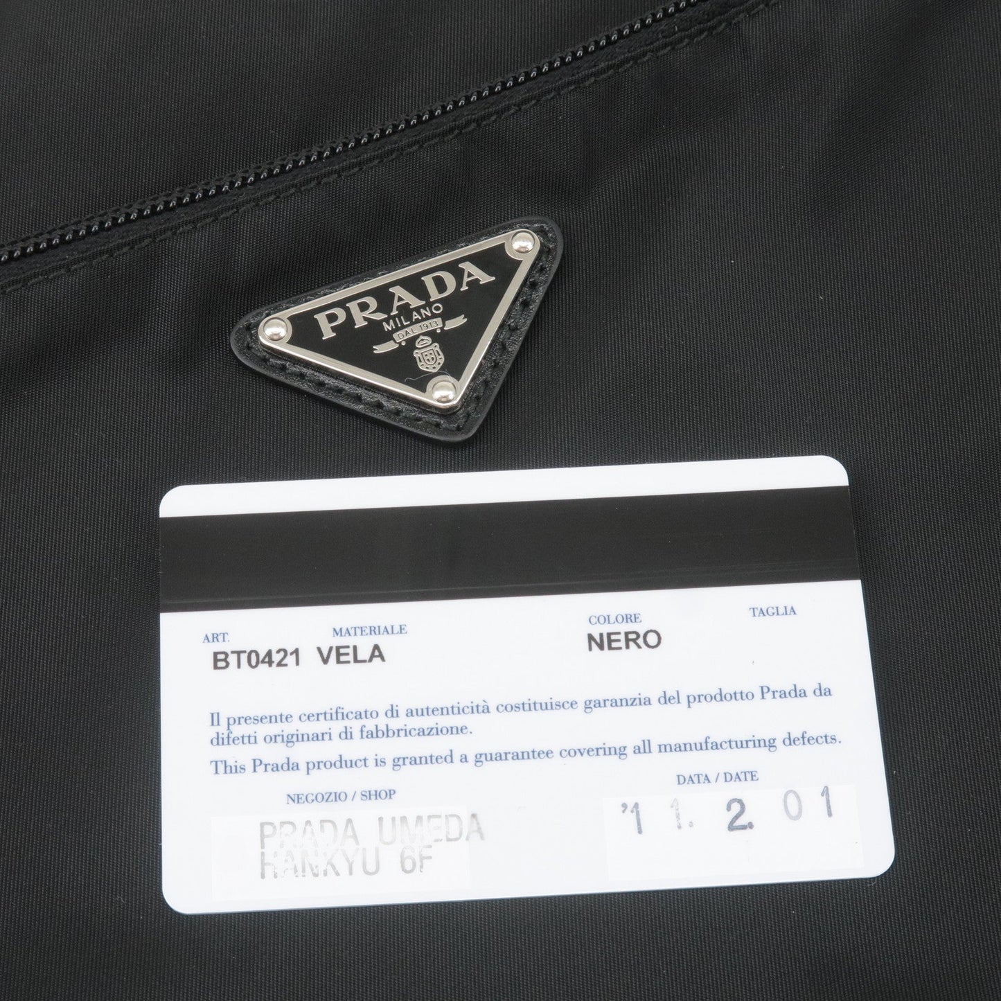 PRADA Logo Nylon Leather Shoulder Bag NERO Black BT0421