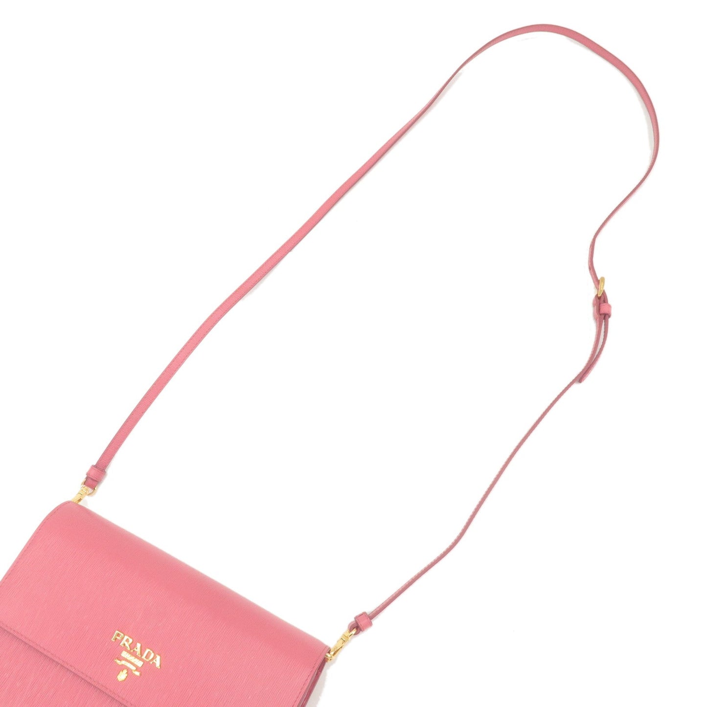 PRADA Logo Leather Shoulder Wallet Bag Pink 1BP016