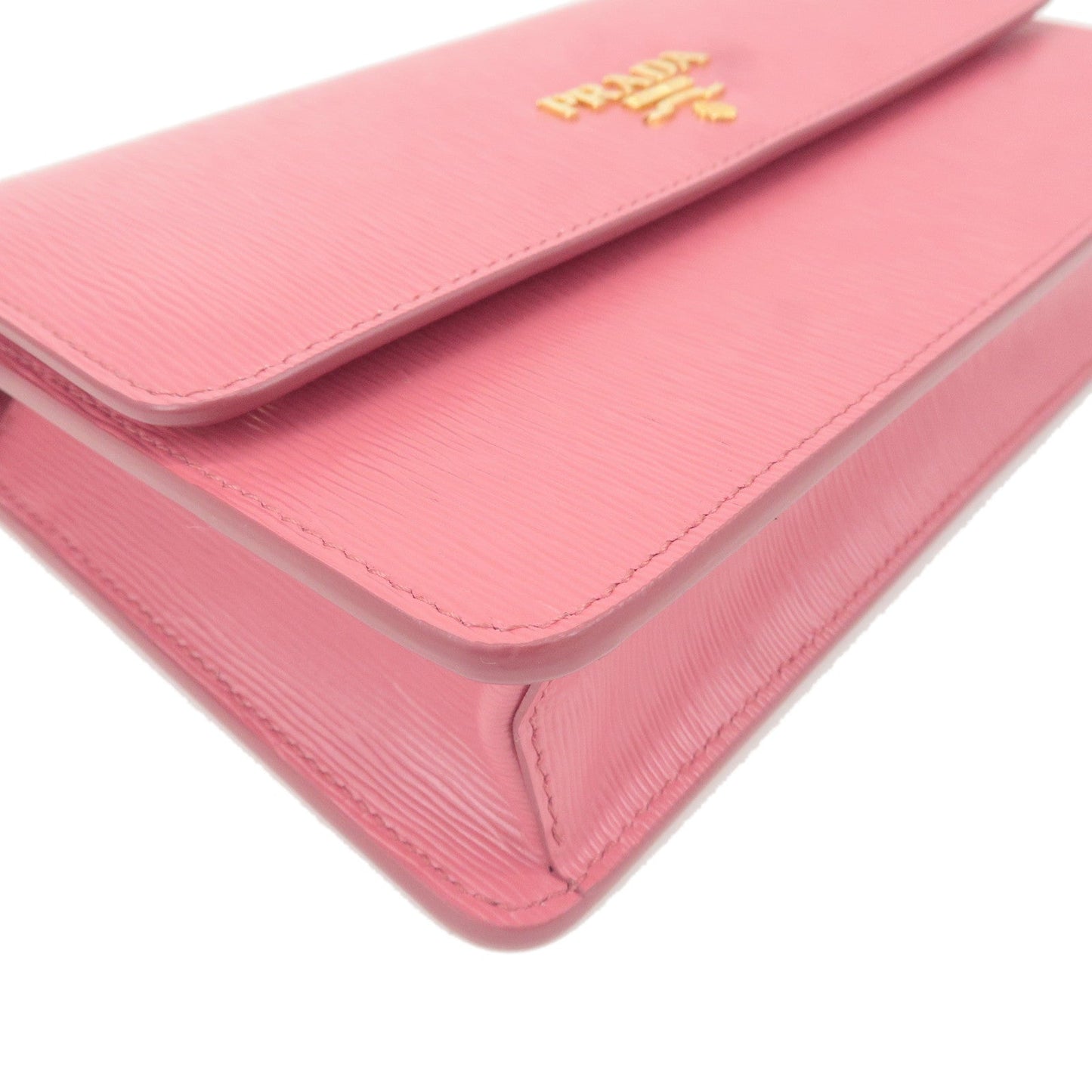 PRADA Logo Leather Shoulder Wallet Bag Pink 1BP016