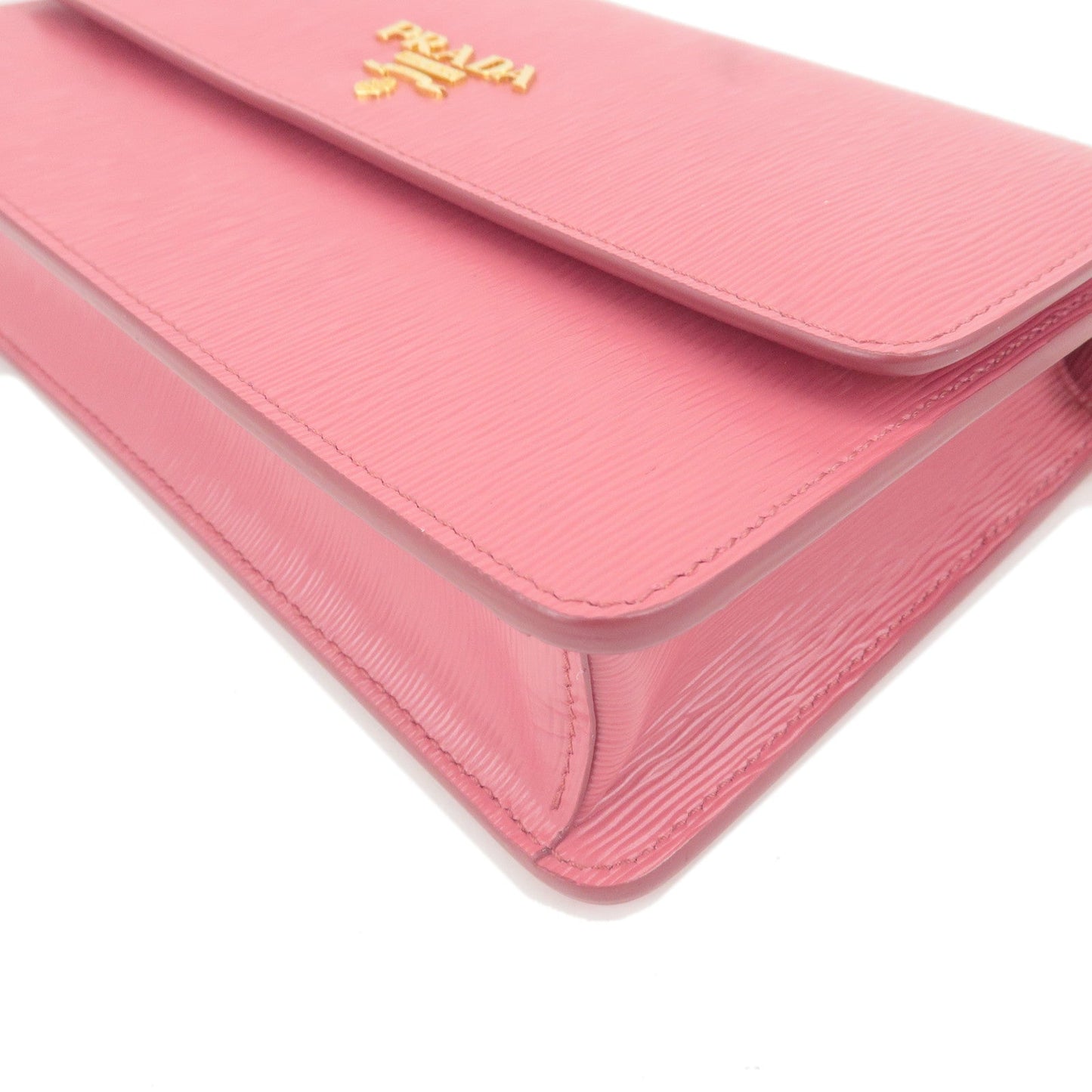 PRADA Logo Leather Shoulder Wallet Bag Pink 1BP016