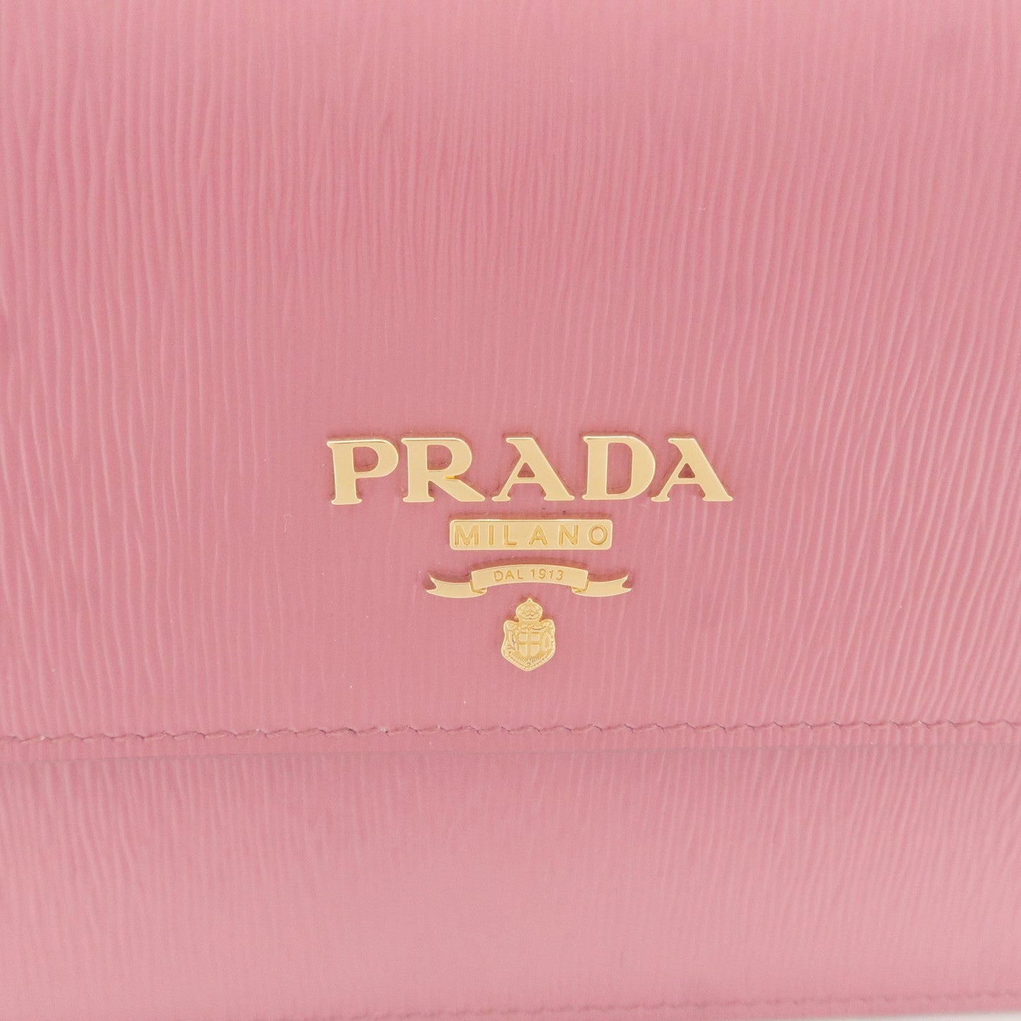 PRADA Logo Leather Shoulder Wallet Bag Pink 1BP016