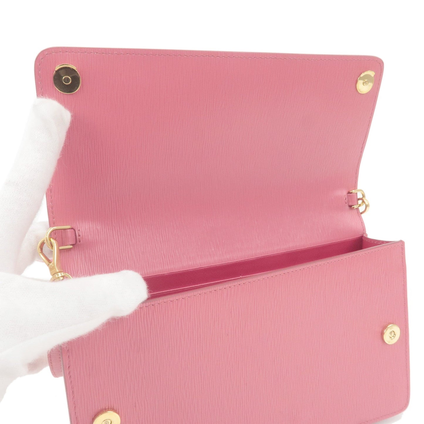 PRADA Logo Leather Shoulder Wallet Bag Pink 1BP016