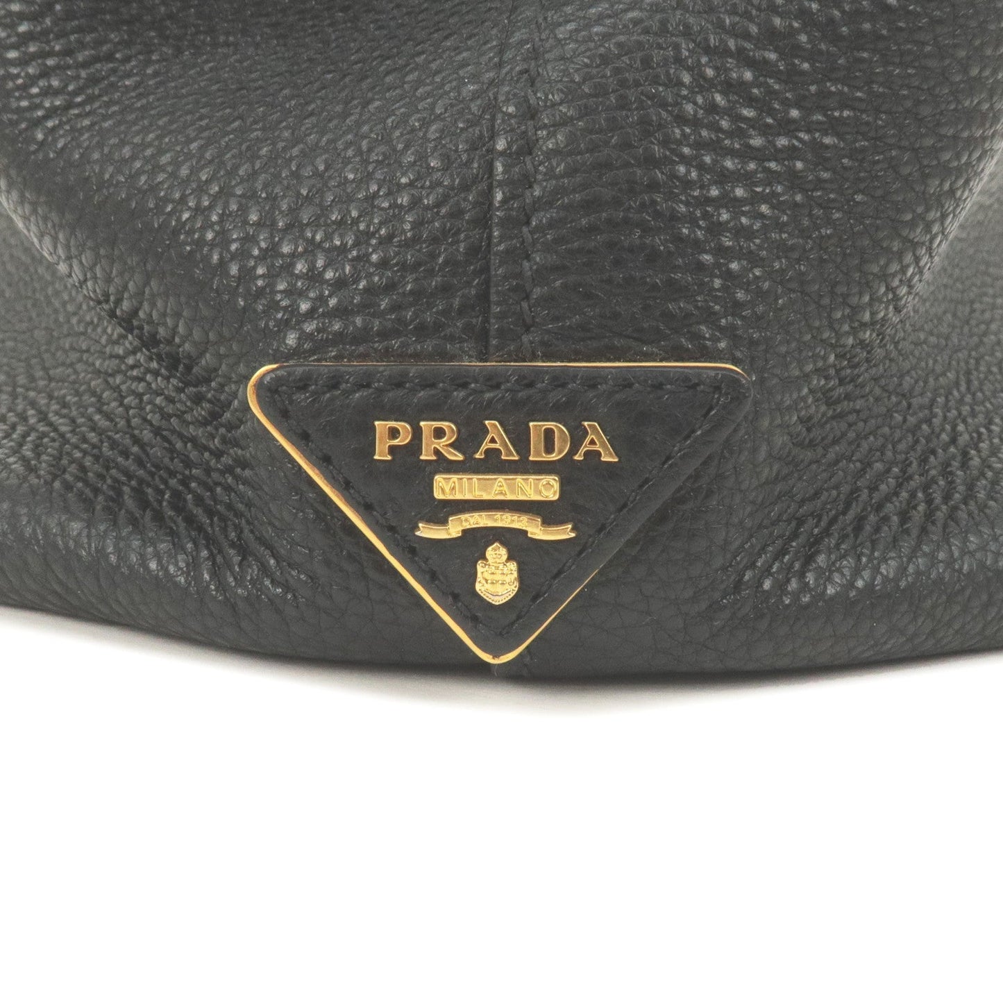 PRADA Logo Leather Shoulder Bag Black 1BC051