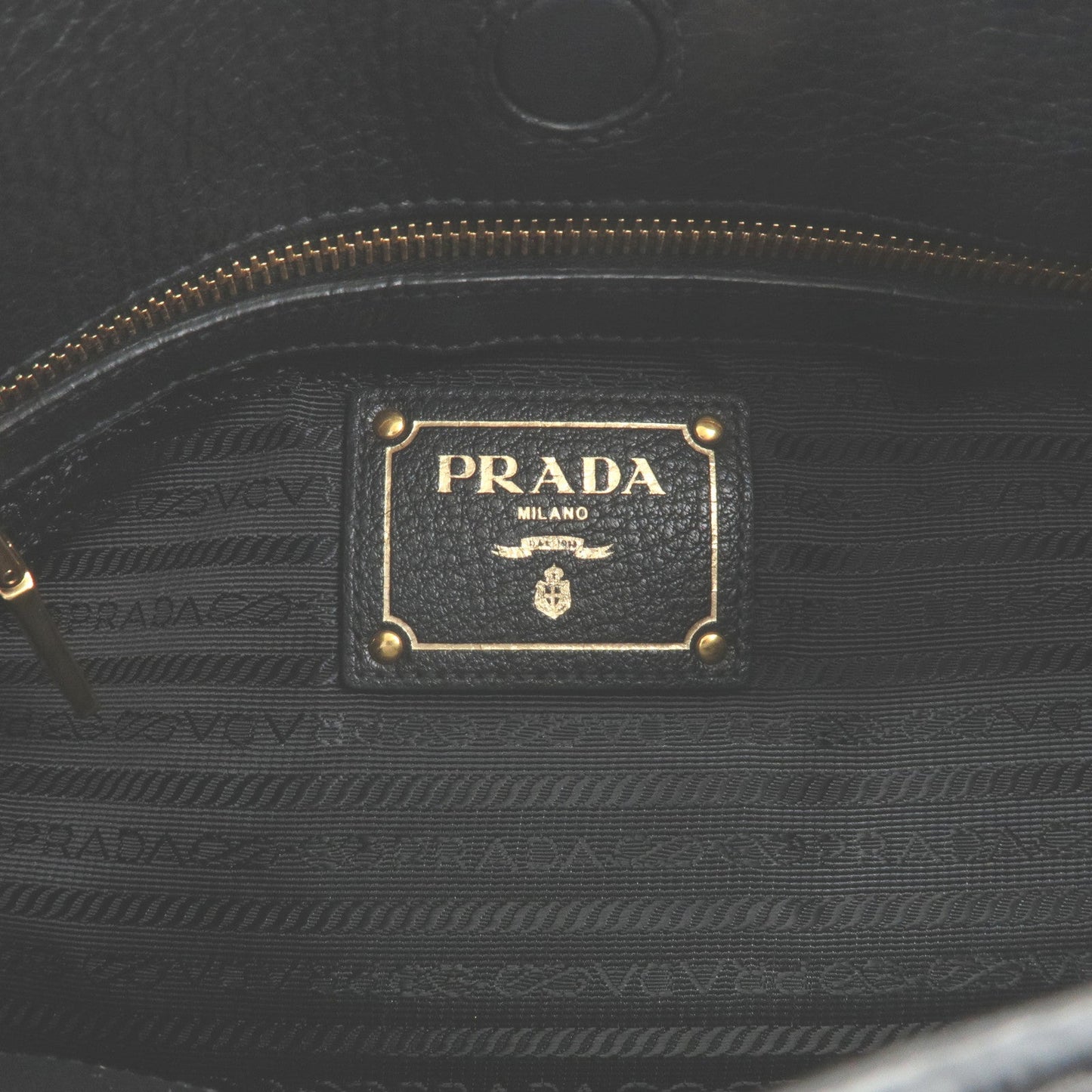 PRADA Logo Leather Shoulder Bag Black 1BC051