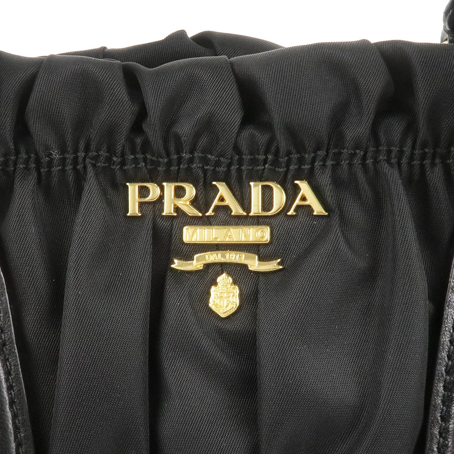 PRADA Logo Nylon Leather 2Way Bag Hand Bag Black NERO BN1407