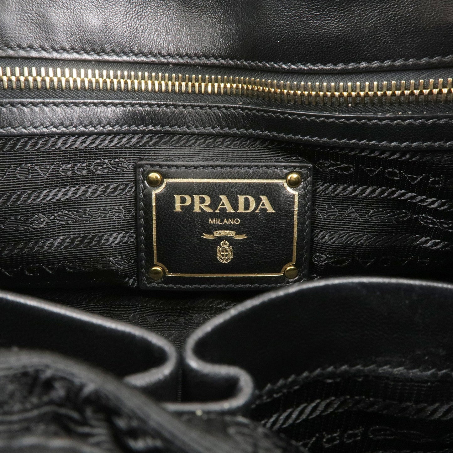 PRADA Logo Nylon Leather 2Way Bag Hand Bag Black NERO BN1407