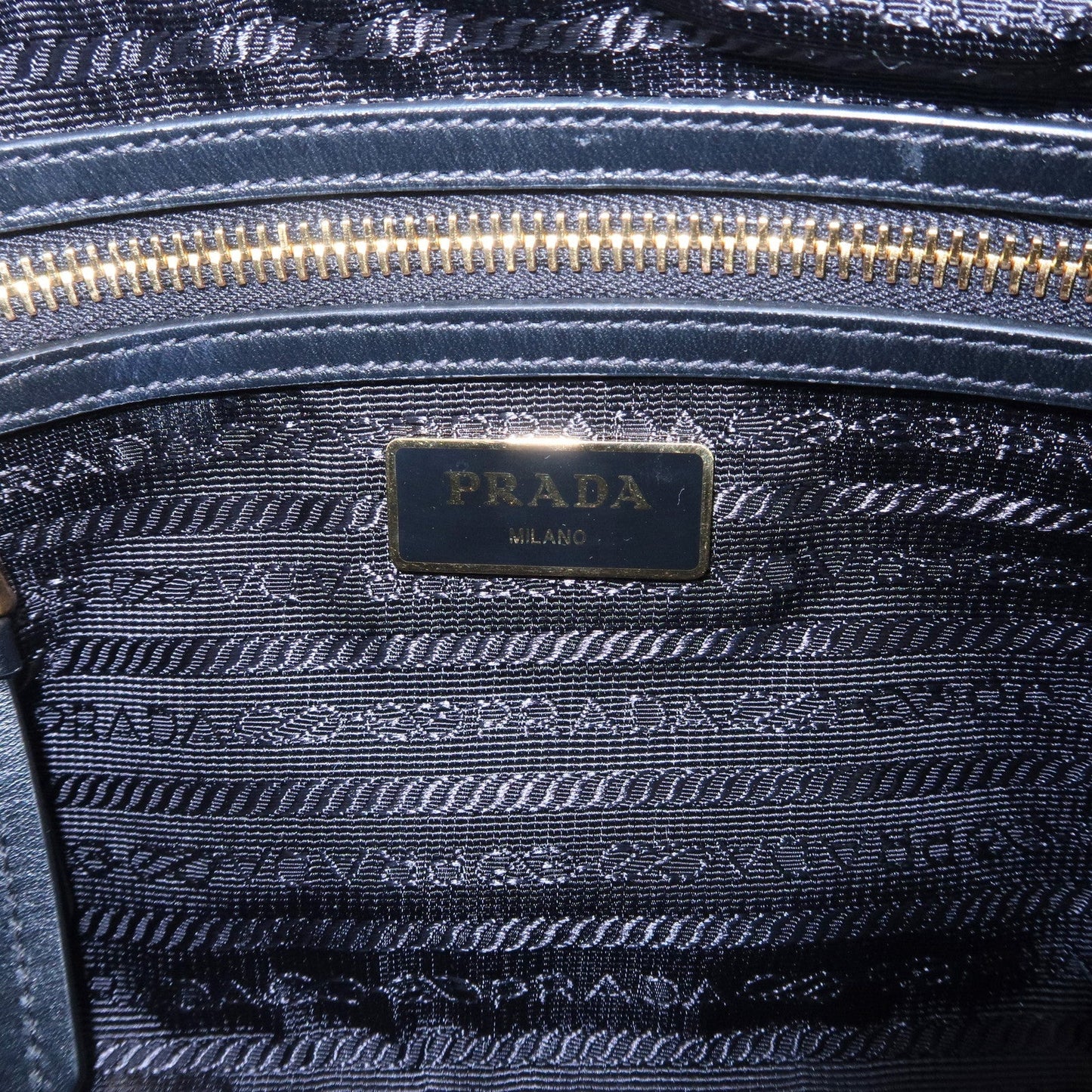 PRADA Logo Nylon Leather Shoulder Bag NERO Black Gold 1BH089