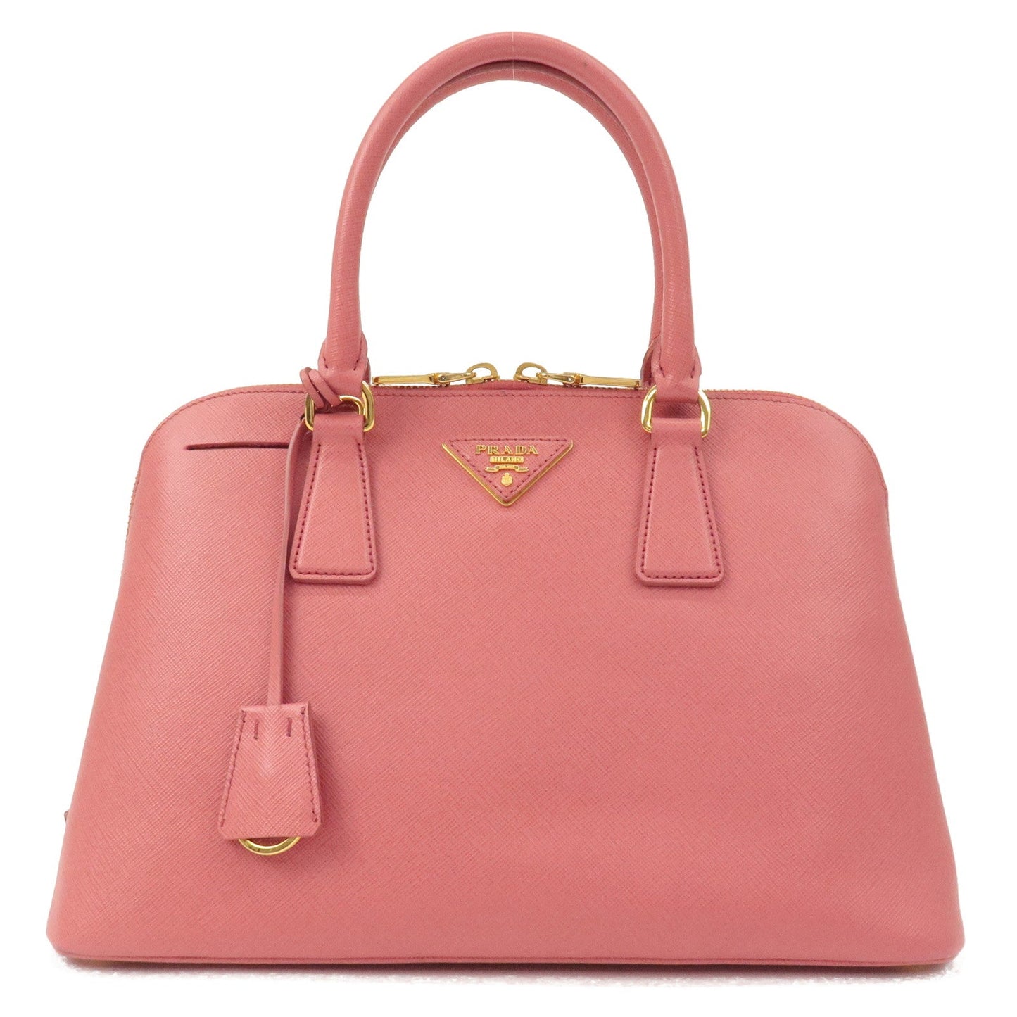 PRADA Logo Saffiano Lux Leather 2Way Bag Hand Bag Pink BL0837