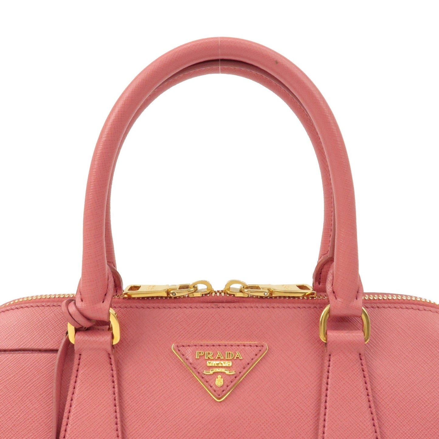 PRADA Logo Saffiano Lux Leather 2Way Bag Hand Bag Pink BL0837