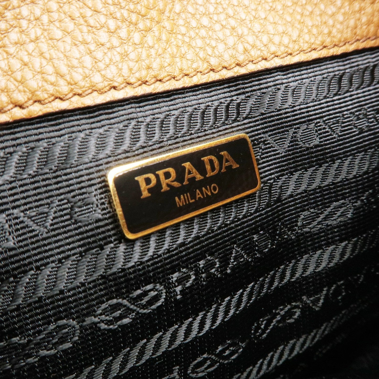 PRADA Logo Leather Shoulder Bag Crosbody Bag Brown 1BH046