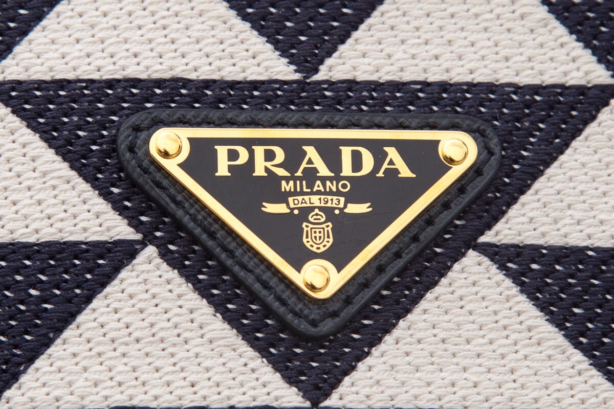 Prada Navy Jacquard Large Symbole Tote