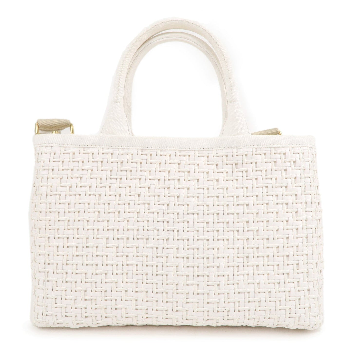 PRADA Canapa Straw Canvas 2Way Bag Shoulder Bag White 1BG155