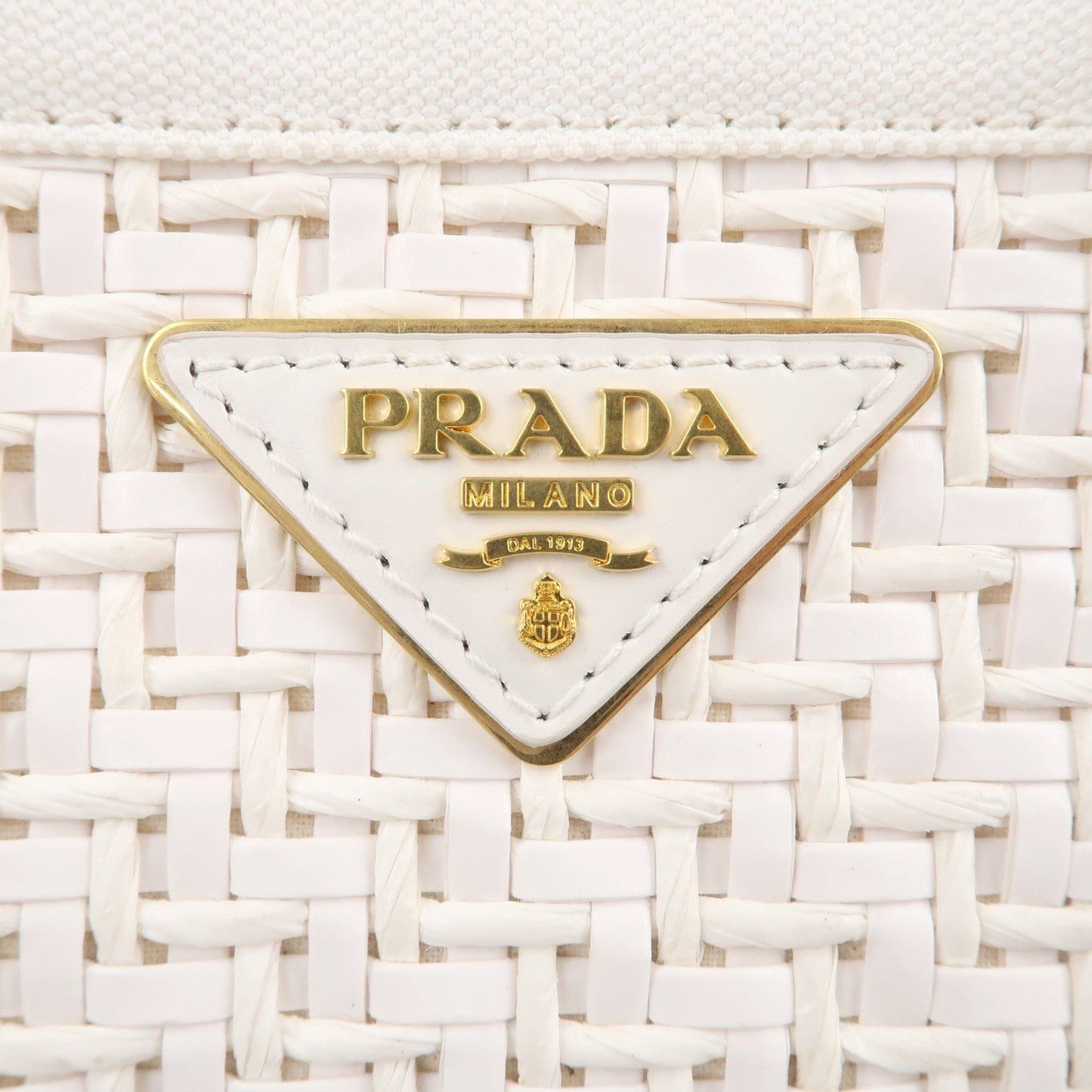 PRADA Canapa Straw Canvas 2Way Bag Shoulder Bag White 1BG155