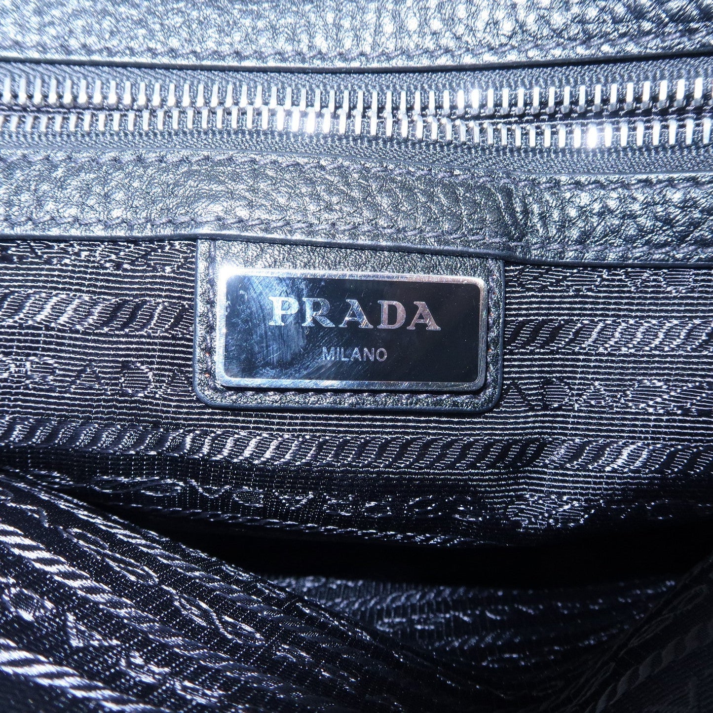 PRADA Logo Leather Shoulder Bag Hand Bag Black 2VH019