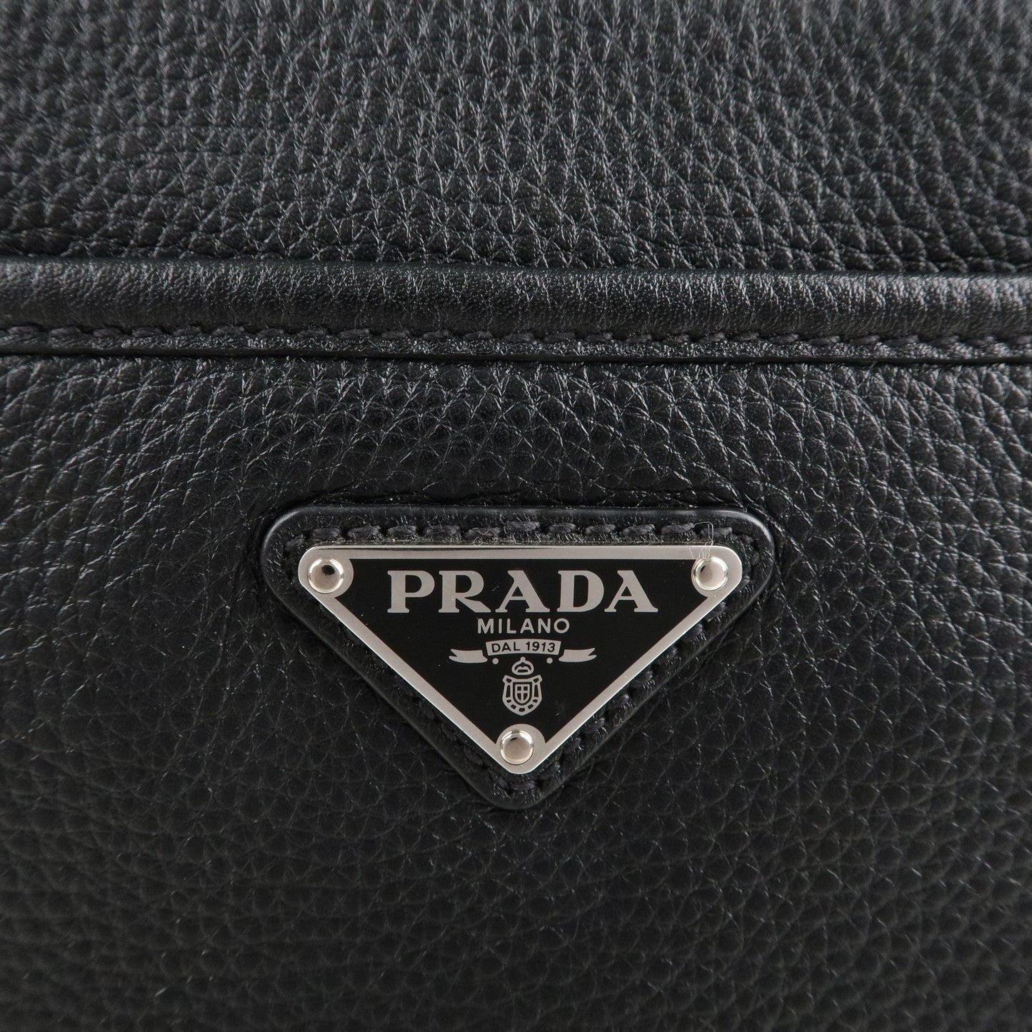 PRADA Logo Leather Shoulder Bag Hand Bag Black 2VH019