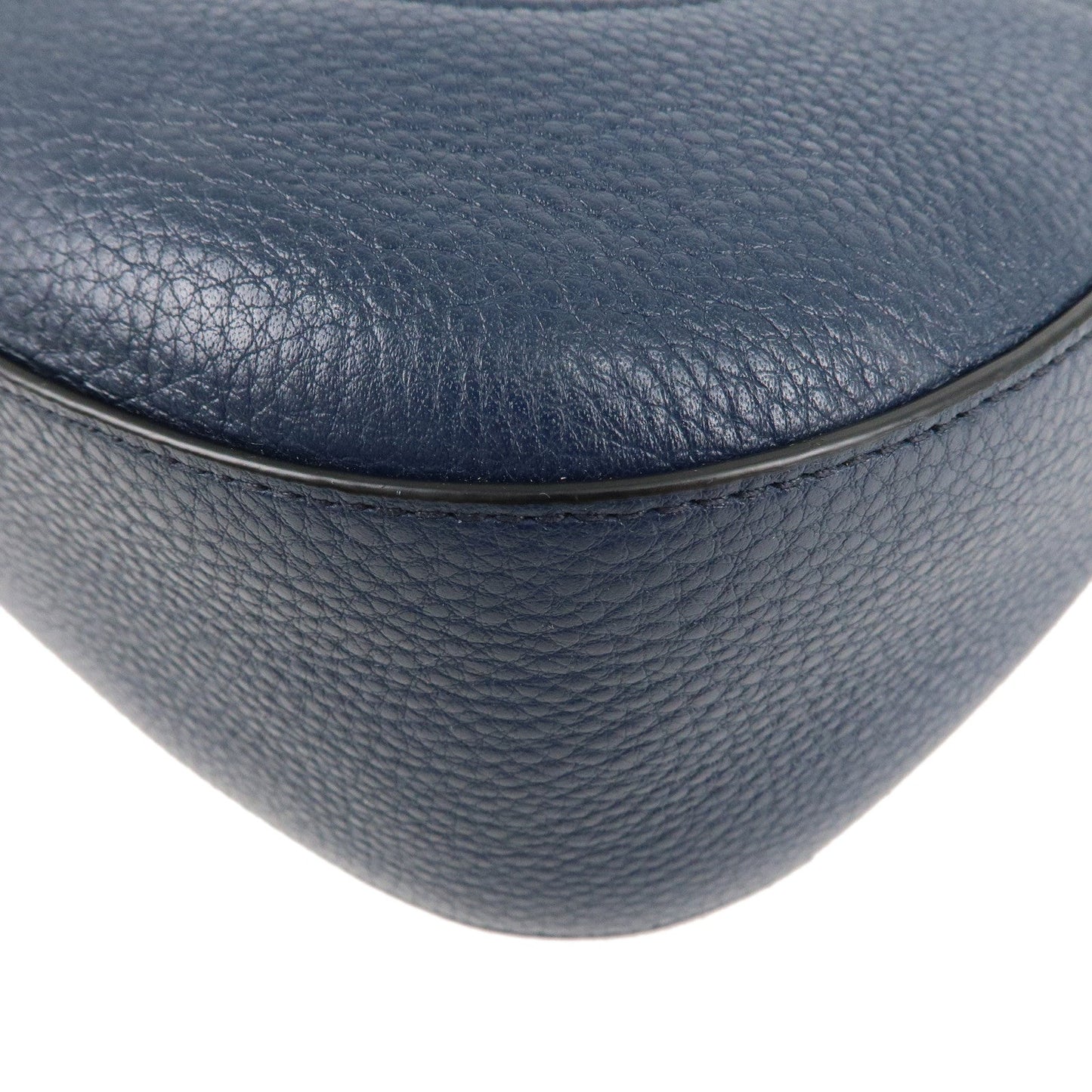 PRADA Logo Leather Shoulder Bag Navy 1BC052