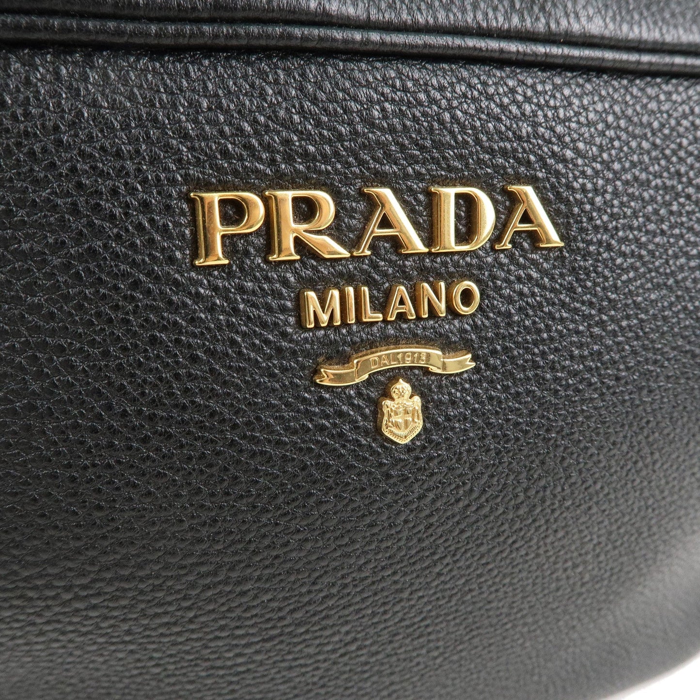 PRADA Logo Leather Shoulder Bag Crossbody Bag Black 1BH079