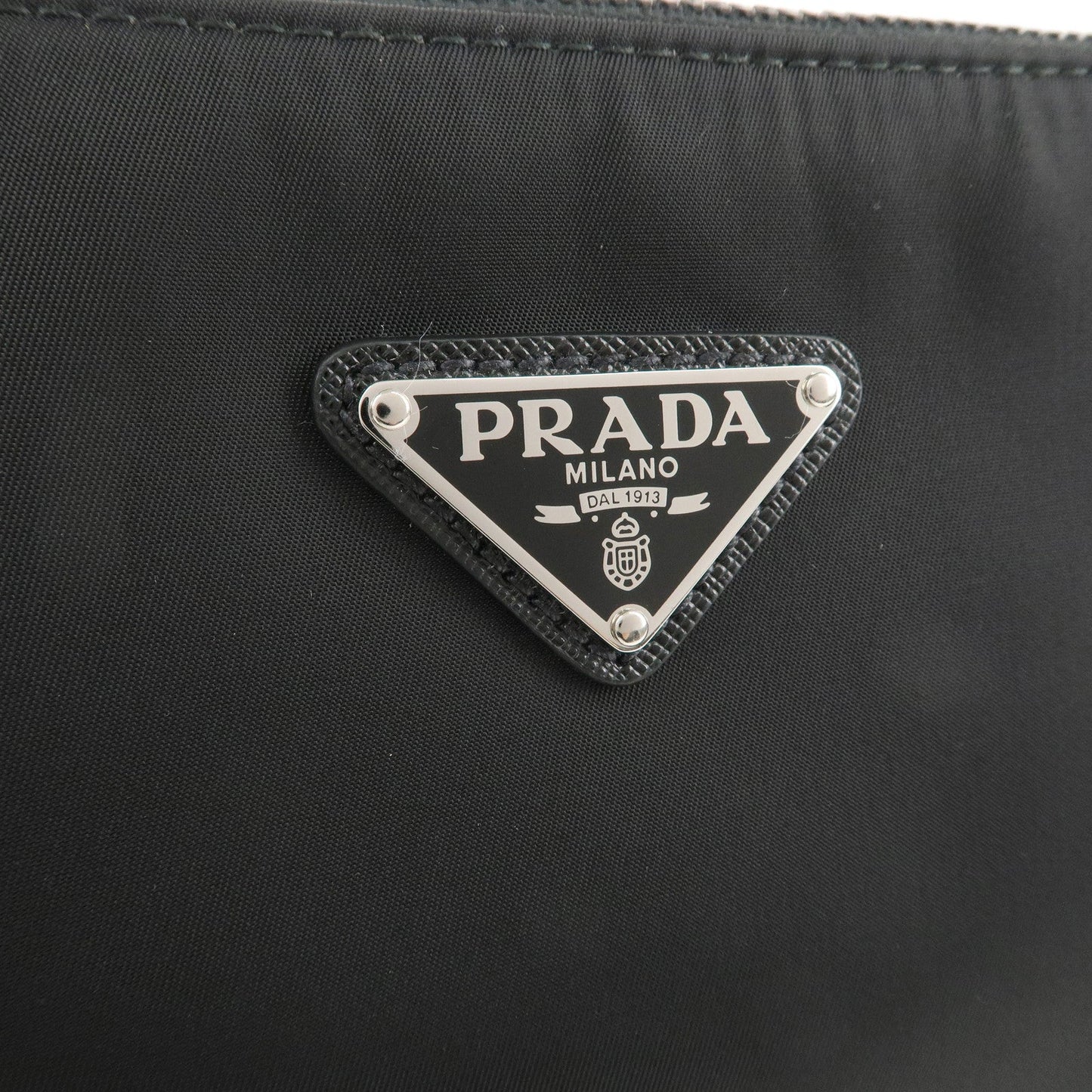 PRADA Logo Nylon Leather Shoulder Crossbody Bag NERO Black 2VH113