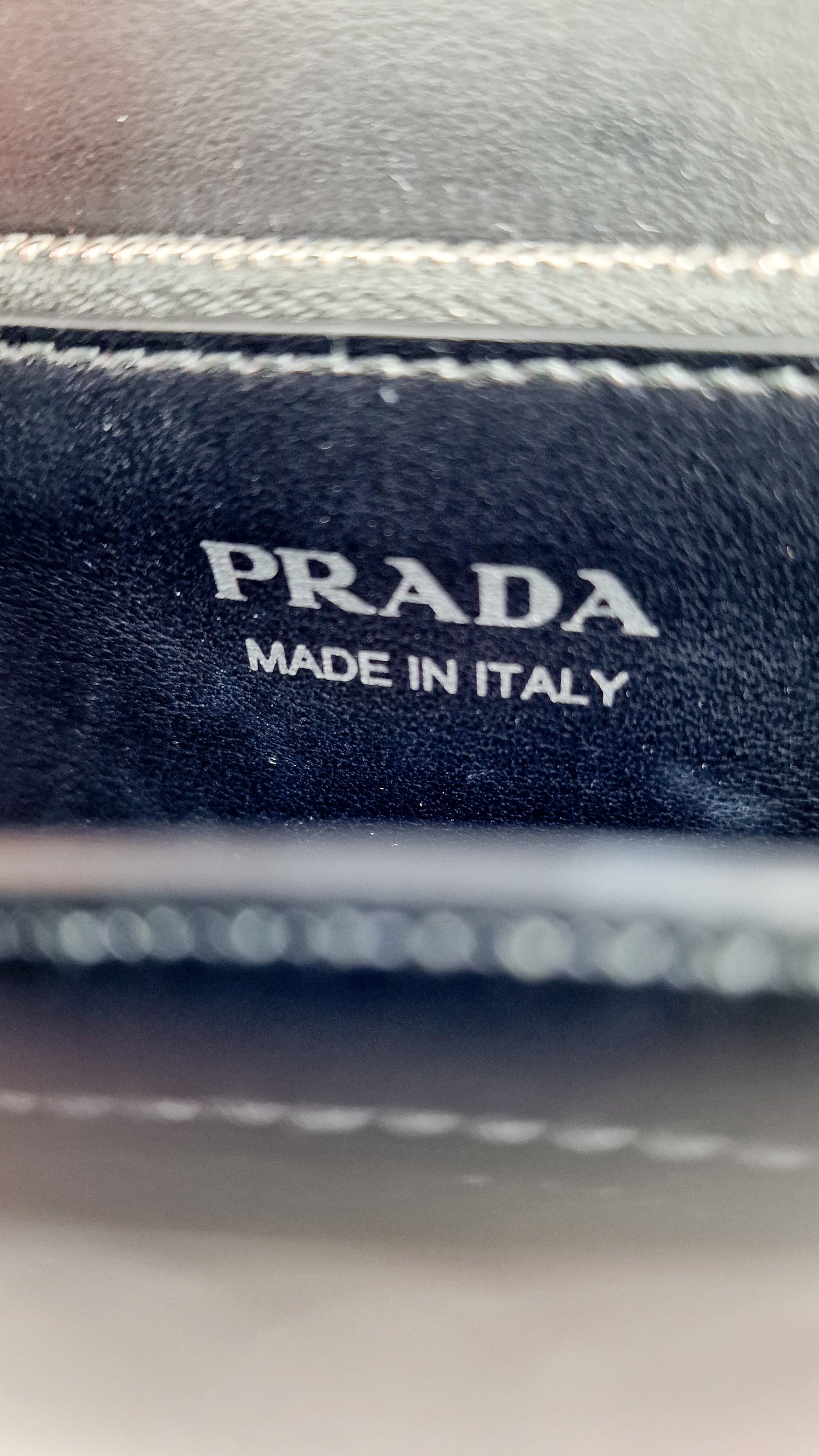 Prada Elektra Crossbody Bag in Black City Calfskin & Saffiano Leather with Green Racing Logo Prada 1BD121 Nero Verde